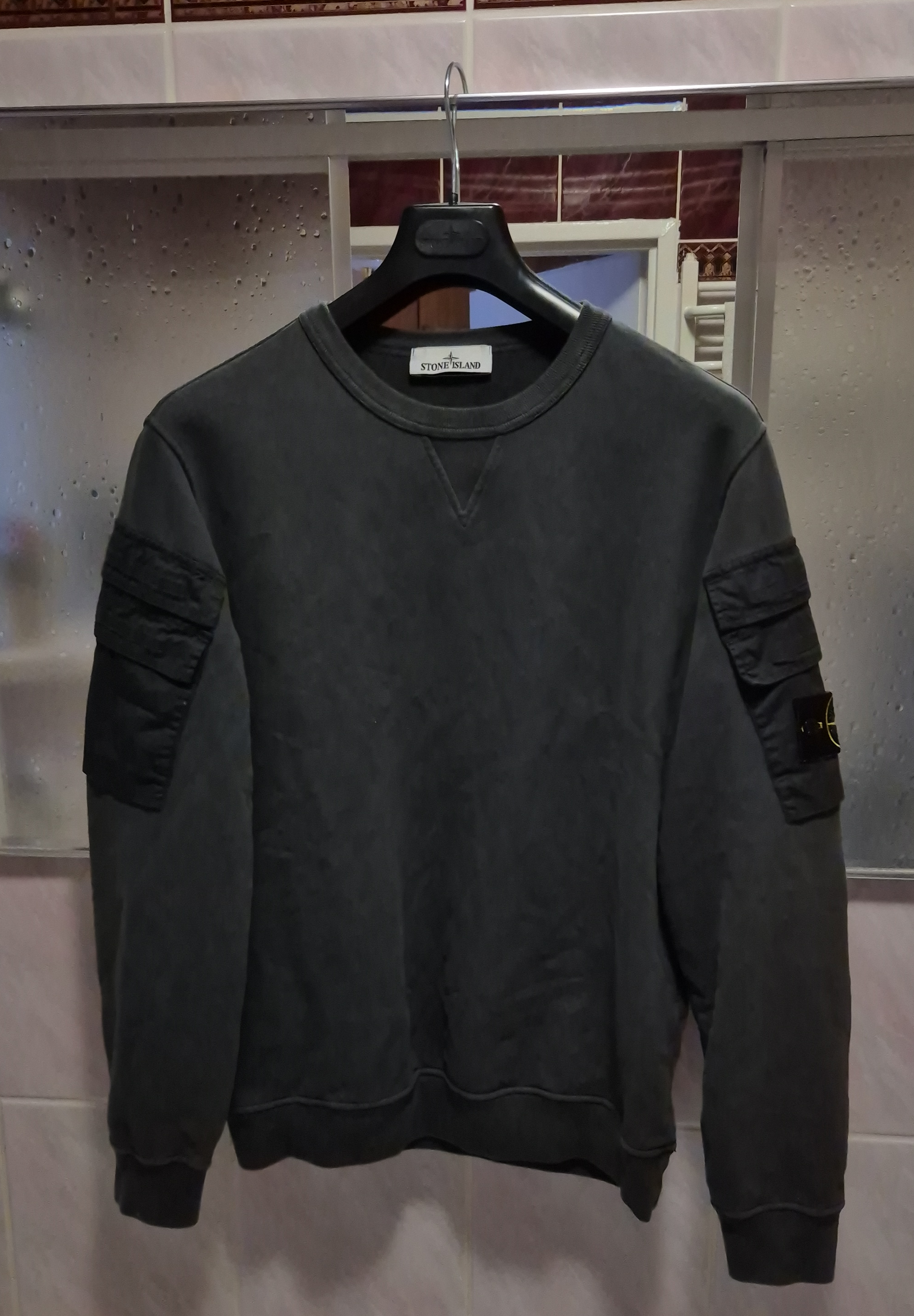 Stone Island Green Pocket Arm Crewneck L