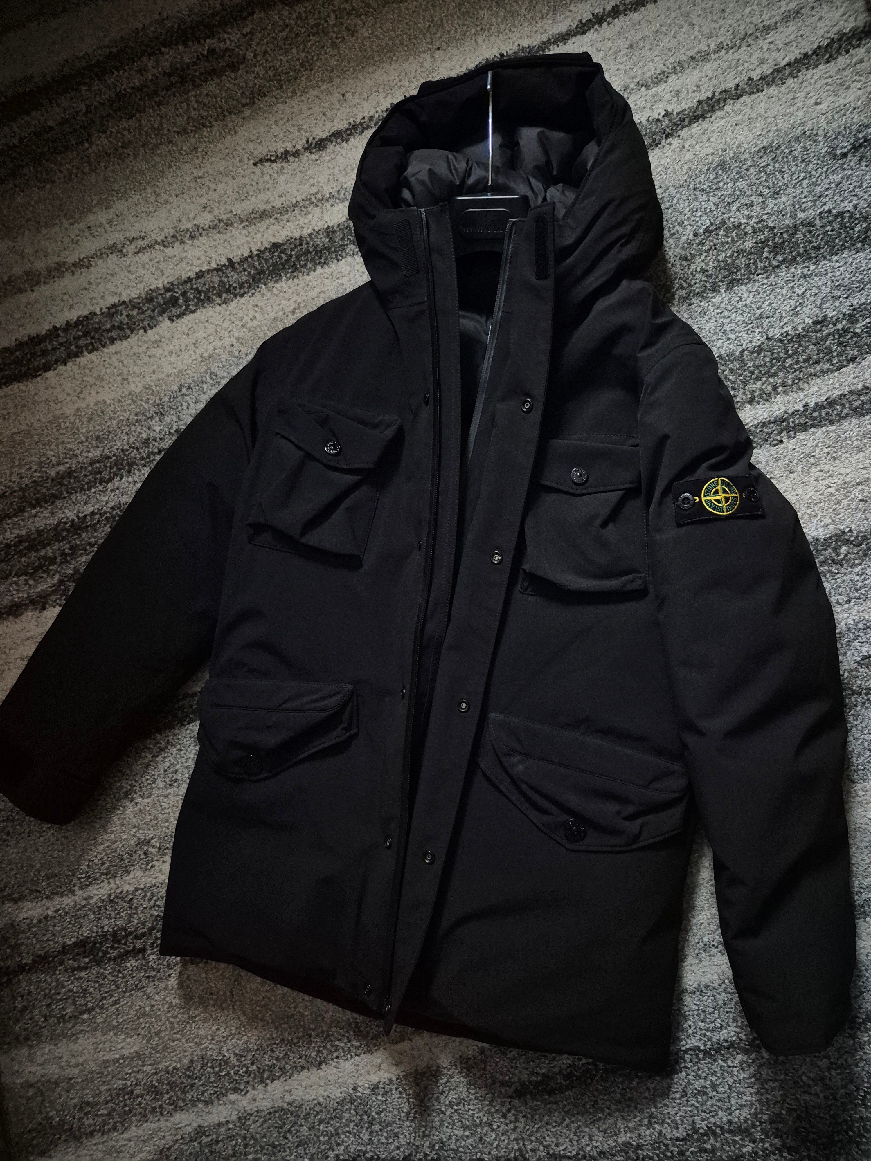 Stone Island Down Parka Jacket Black Junior 156 Fit S