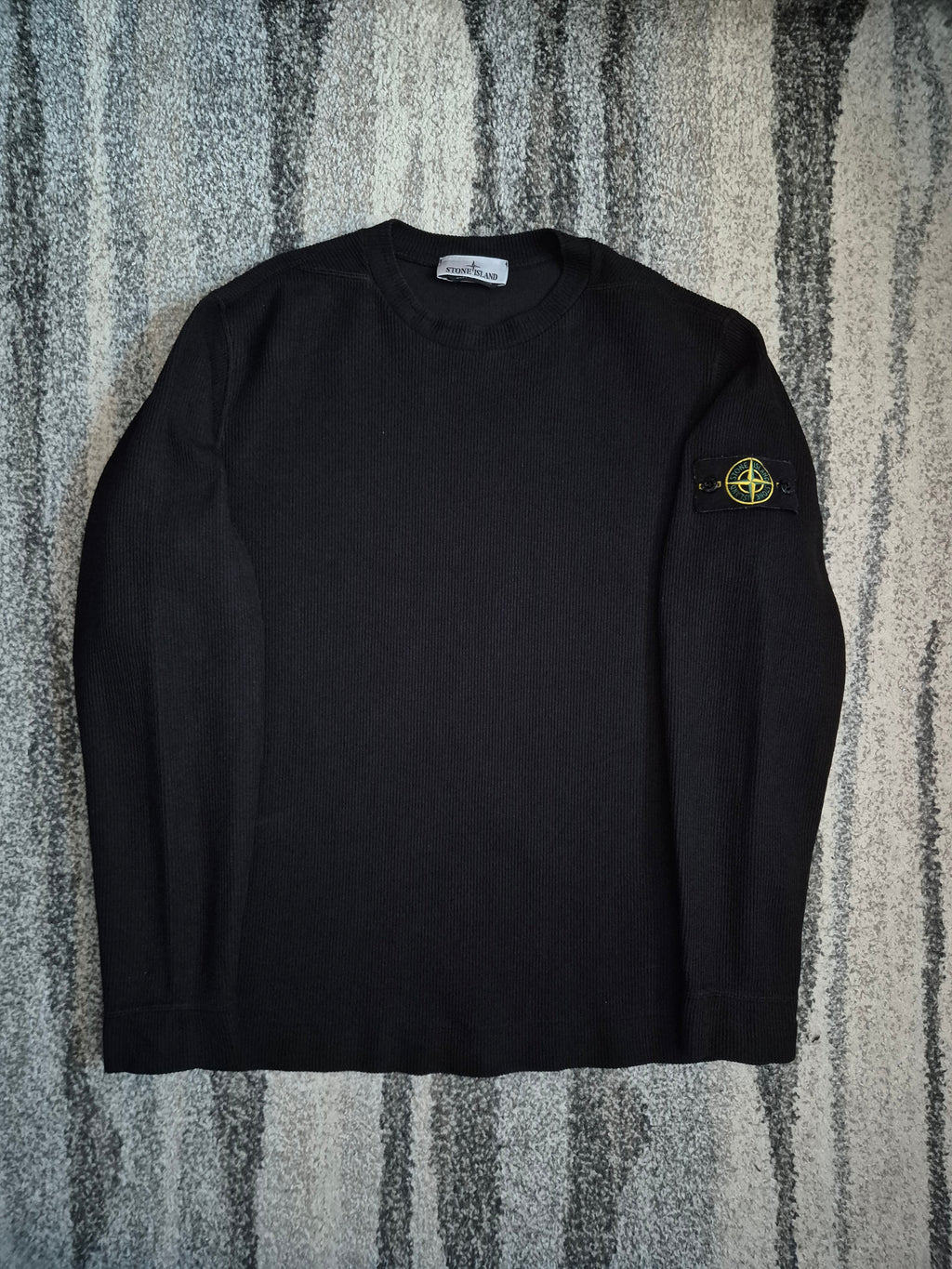 Stone Island Waffle Cotton Knit Sweater Black L