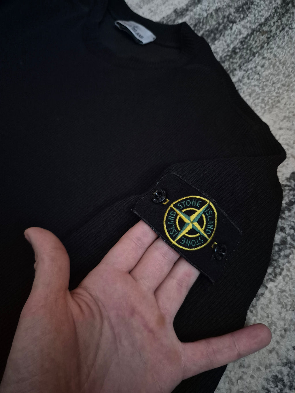 Stone Island Waffle Cotton Knit Sweater Black L