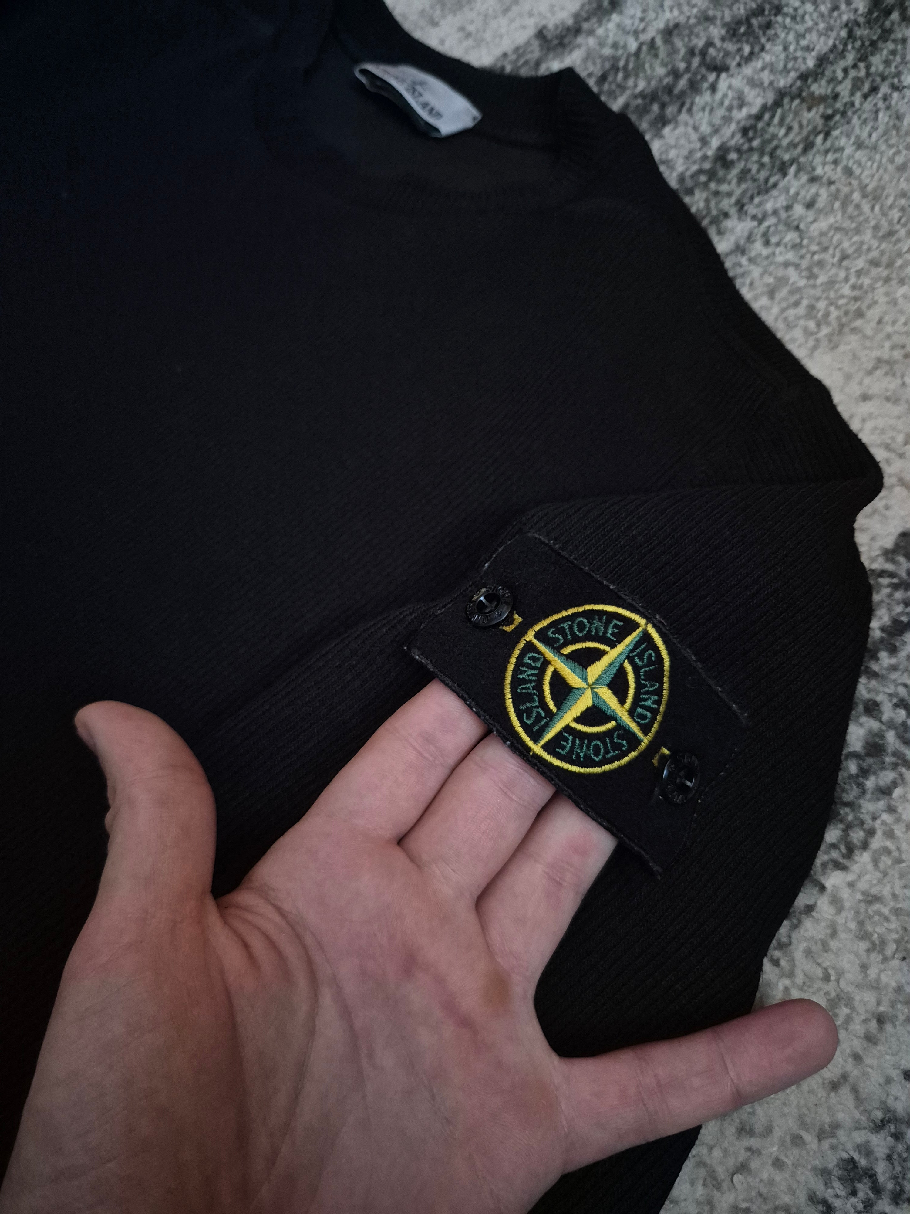 Stone Island Waffle Cotton Knit Sweater Black L