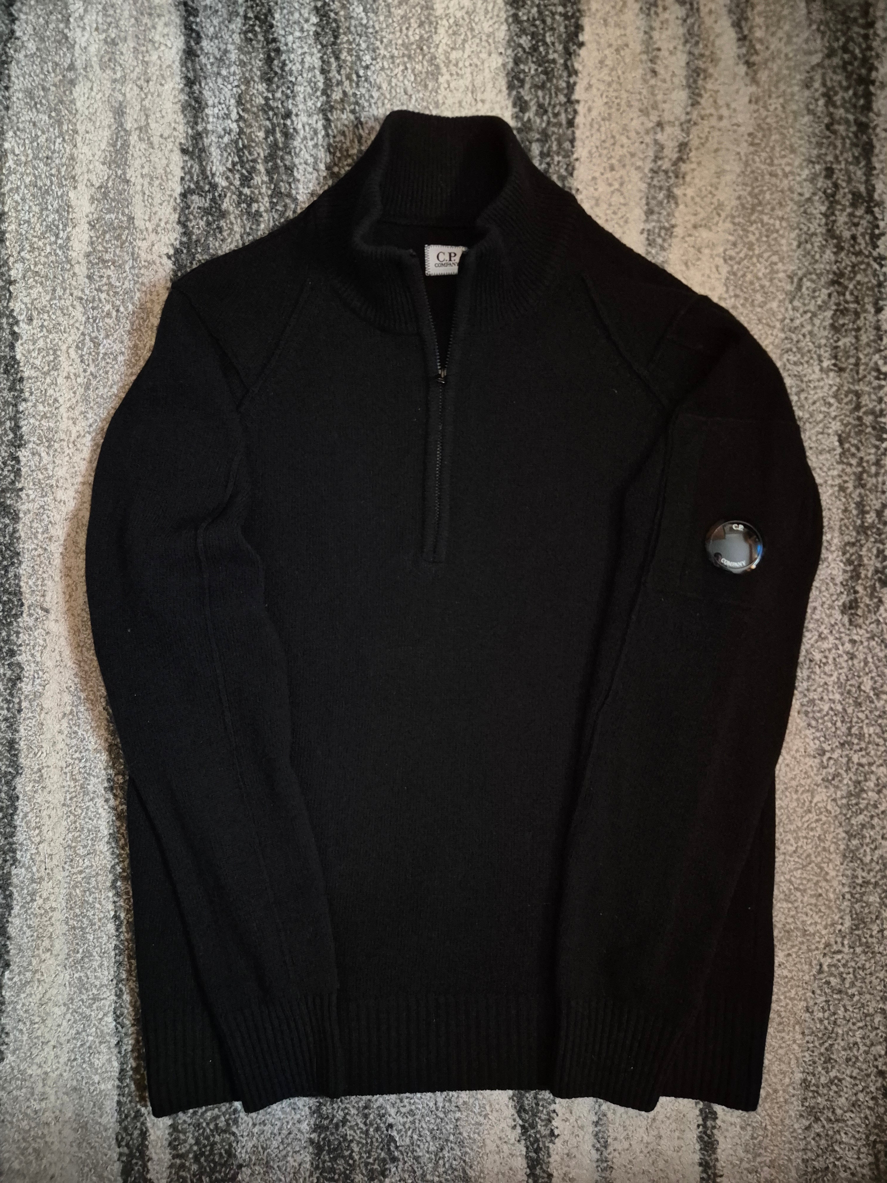 C.P. Company Lambswool Half Zip Sweater Black L