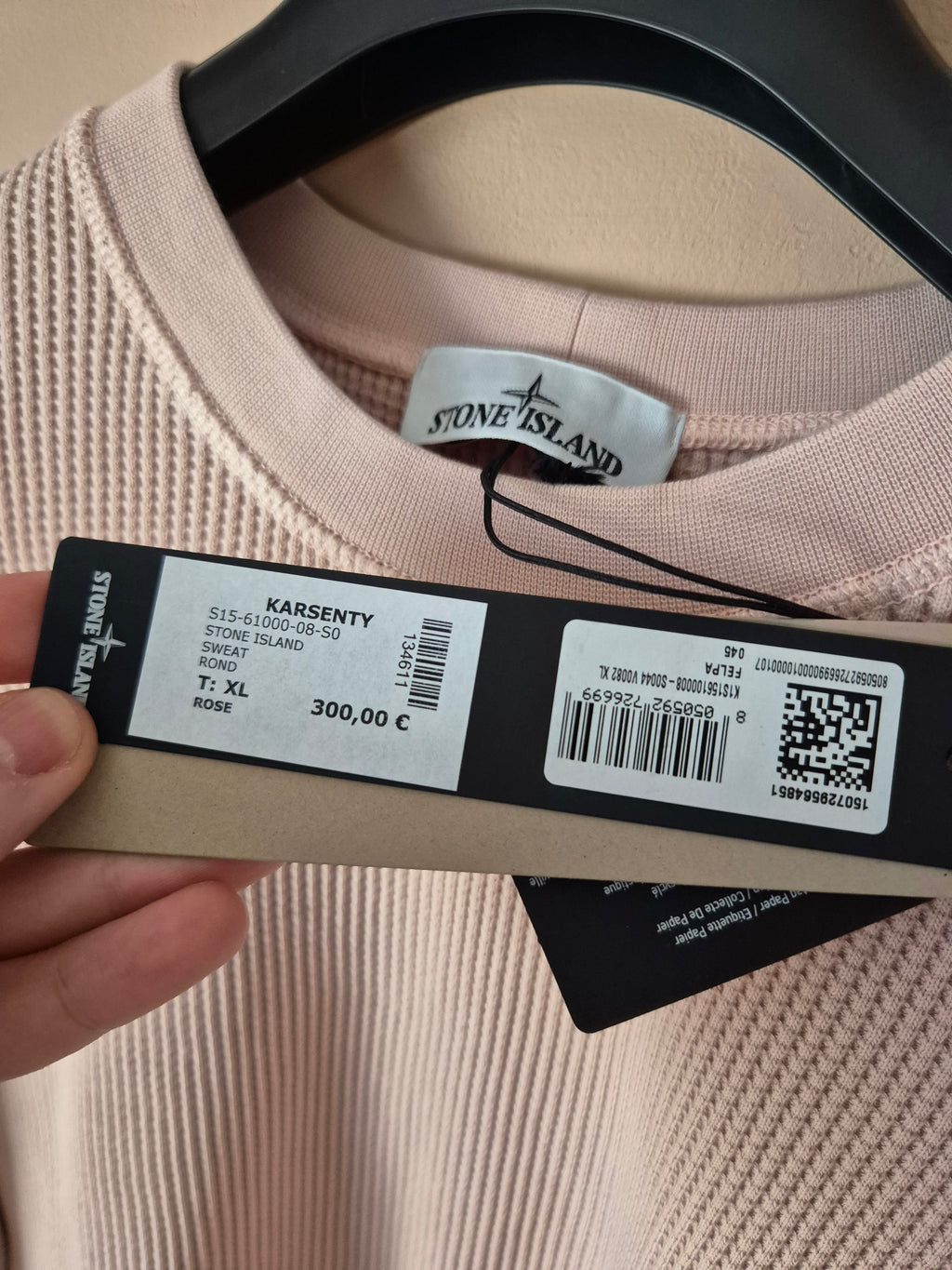 Stone Island Organic Cotton Waffle Fleece Sweatshirt Plaster Pink XL