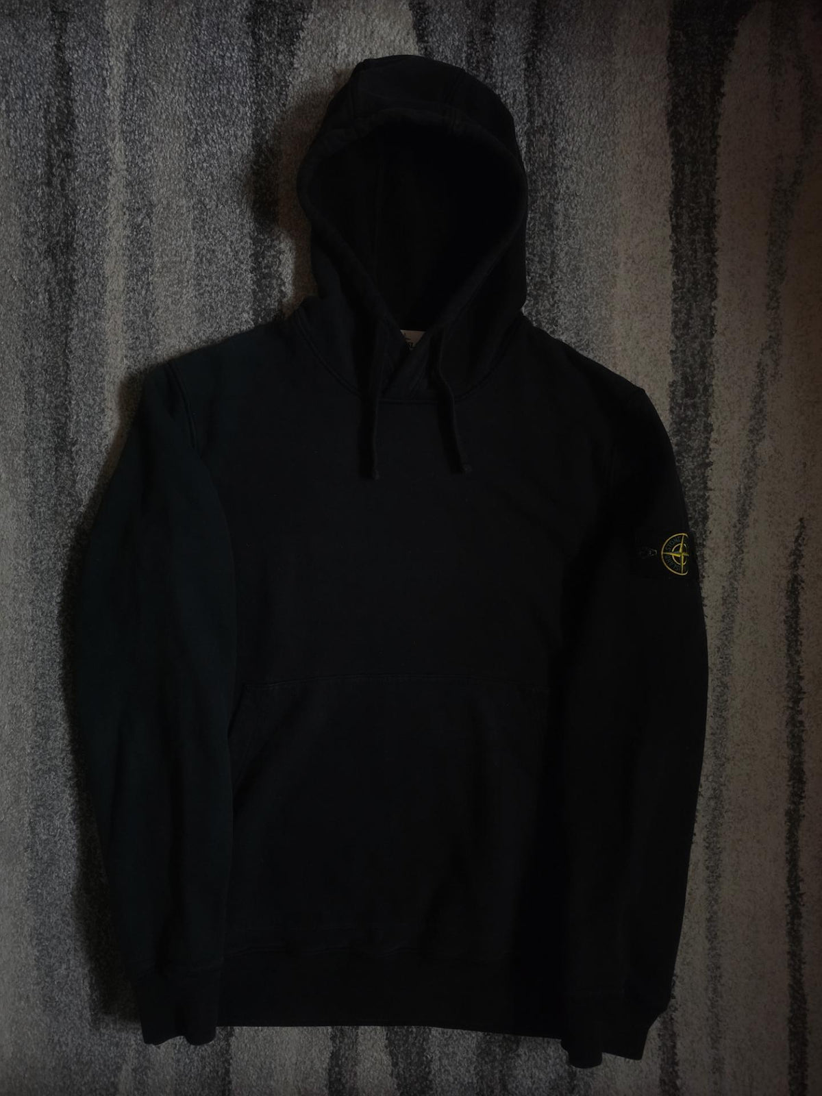 Stone Island Logo Patch Cotton Fleece Hoodie – 751564120 V0029 – Black – XL