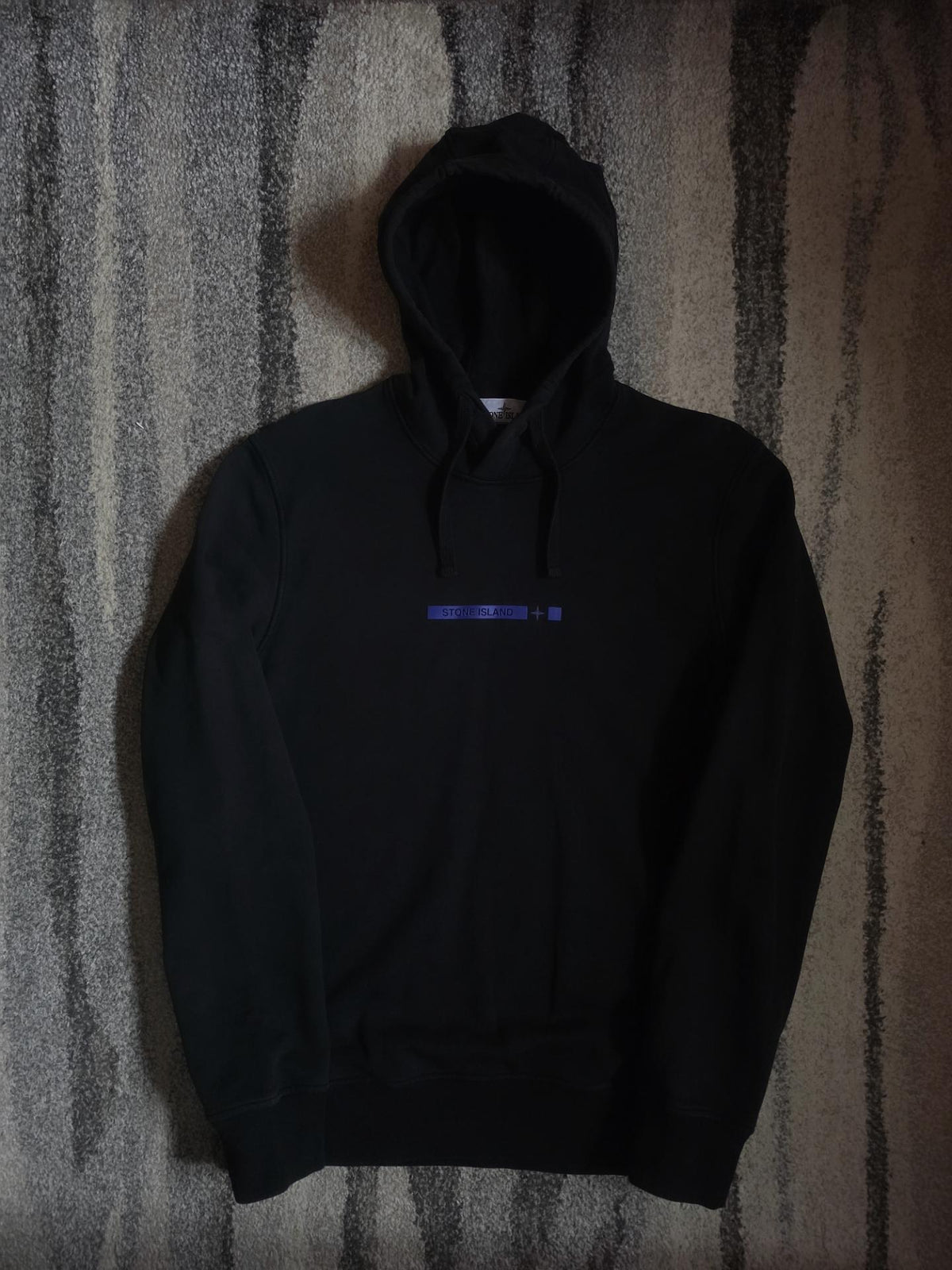 Stone Island 65885 Cotton Fleece Micro Graphics Four Print Hoodie – 761565885 V0029 – Black – L