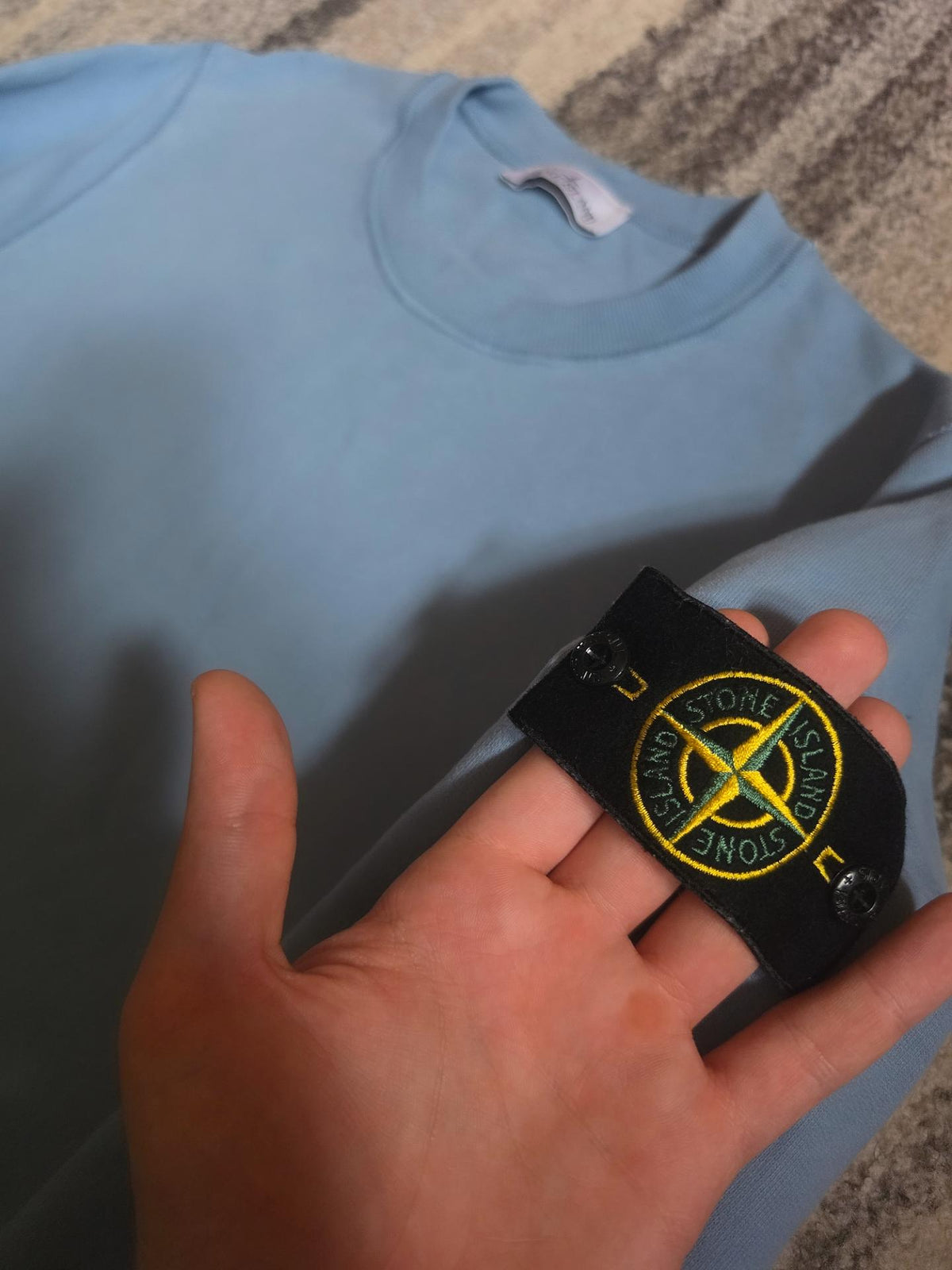 Stone Island Garment Dyed Cotton Crewneck Sweatshirt – 771563020 – Mid Blue – M