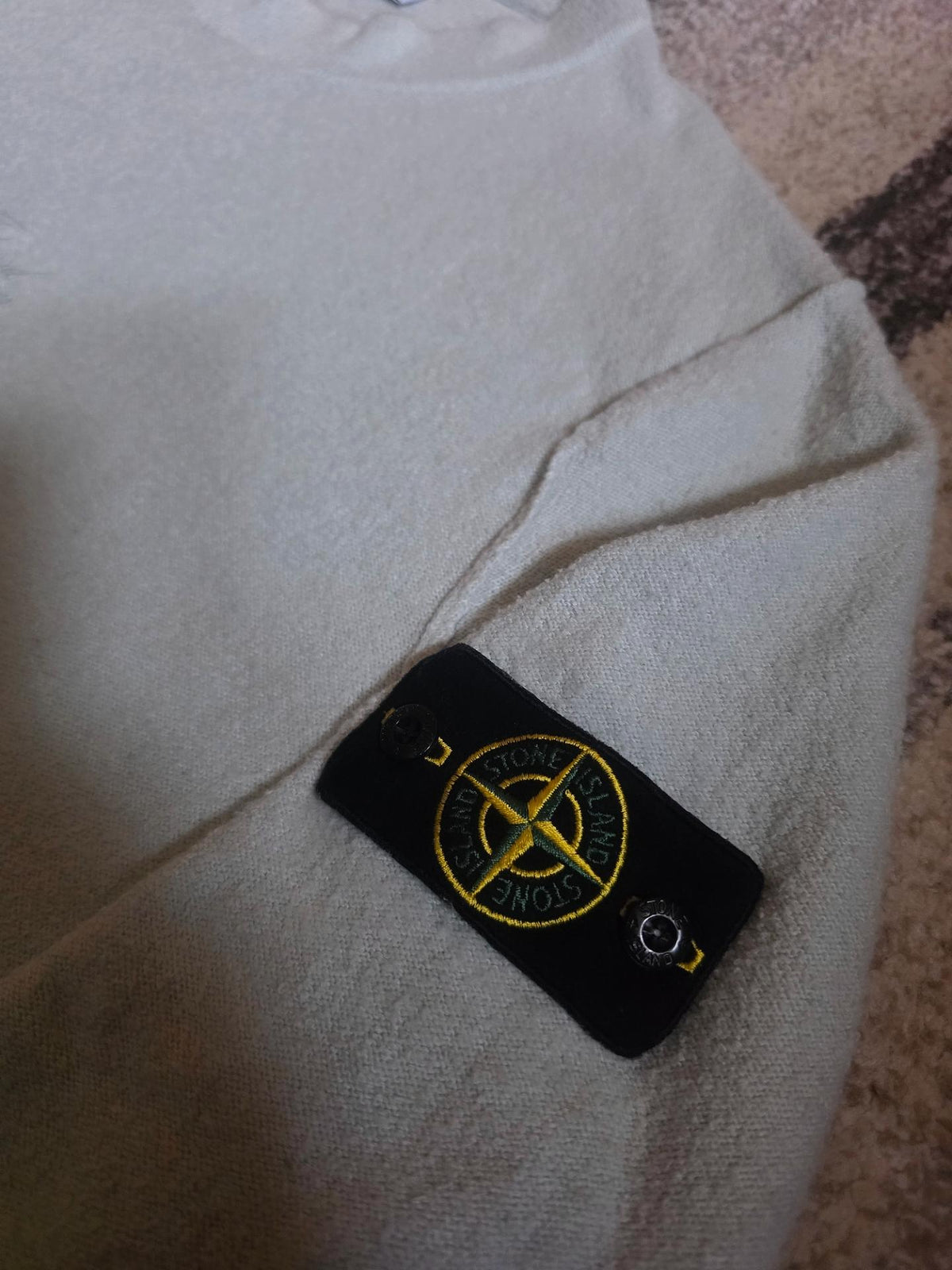Stone Island 40th Anniversary Bouclé Mock Neck Knit Sweater – 7715570QA V0061 – Light Grey – XL