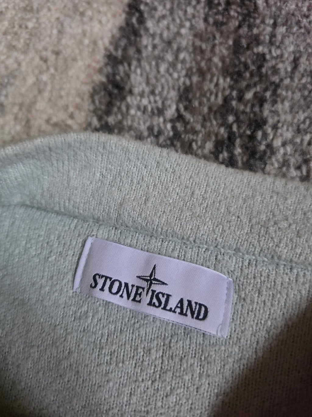 Stone Island 40th Anniversary Bouclé Mock Neck Knit Sweater – 7715570QA V0061 – Light Grey – XL