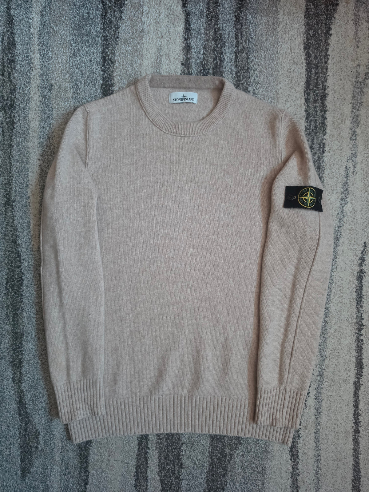 Stone Island Wool Crewneck Knit Sweater – 631550AA3 – Beige – XL