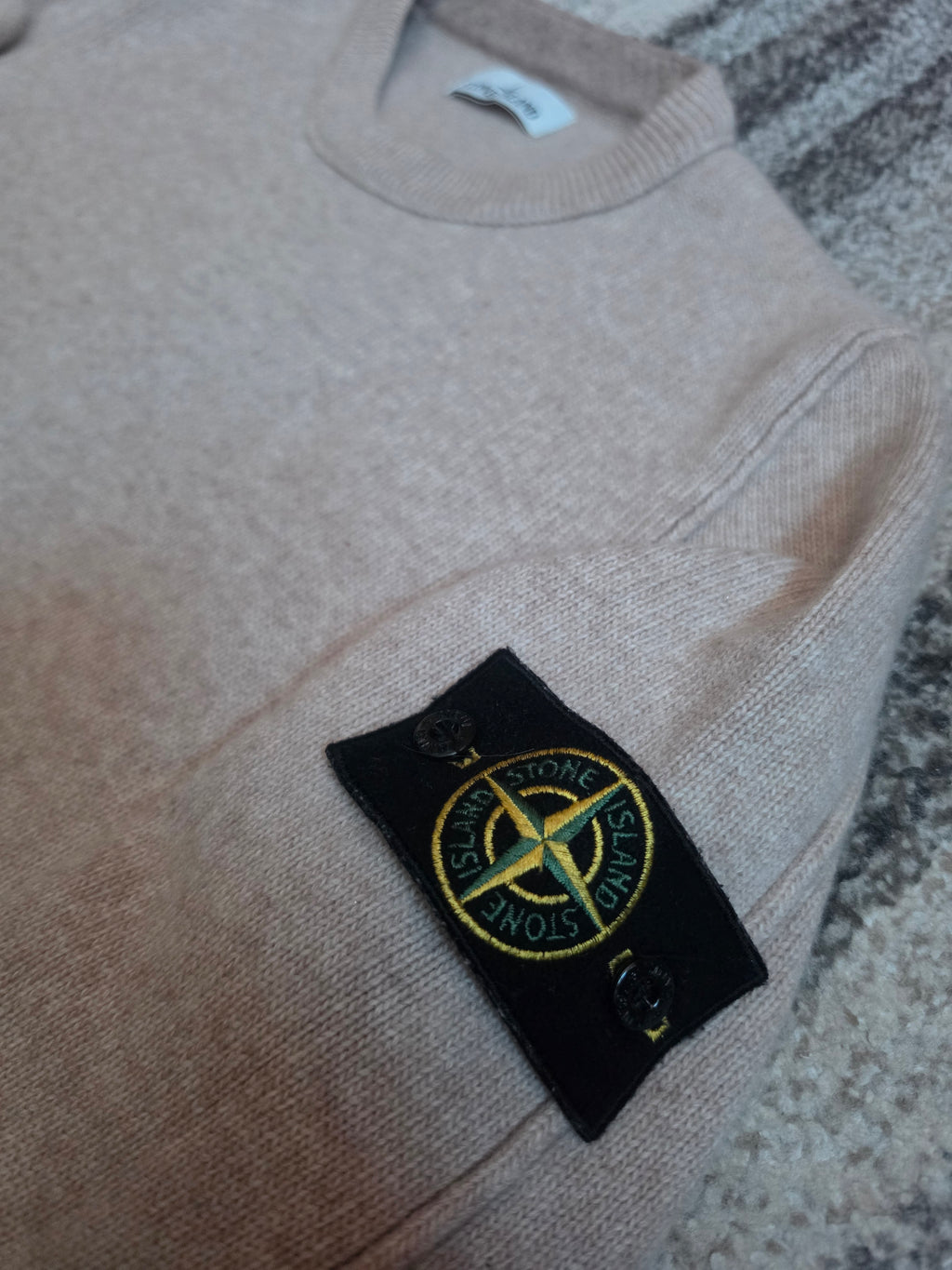 Stone Island Wool Crewneck Knit Sweater – 631550AA3 – Beige – XL