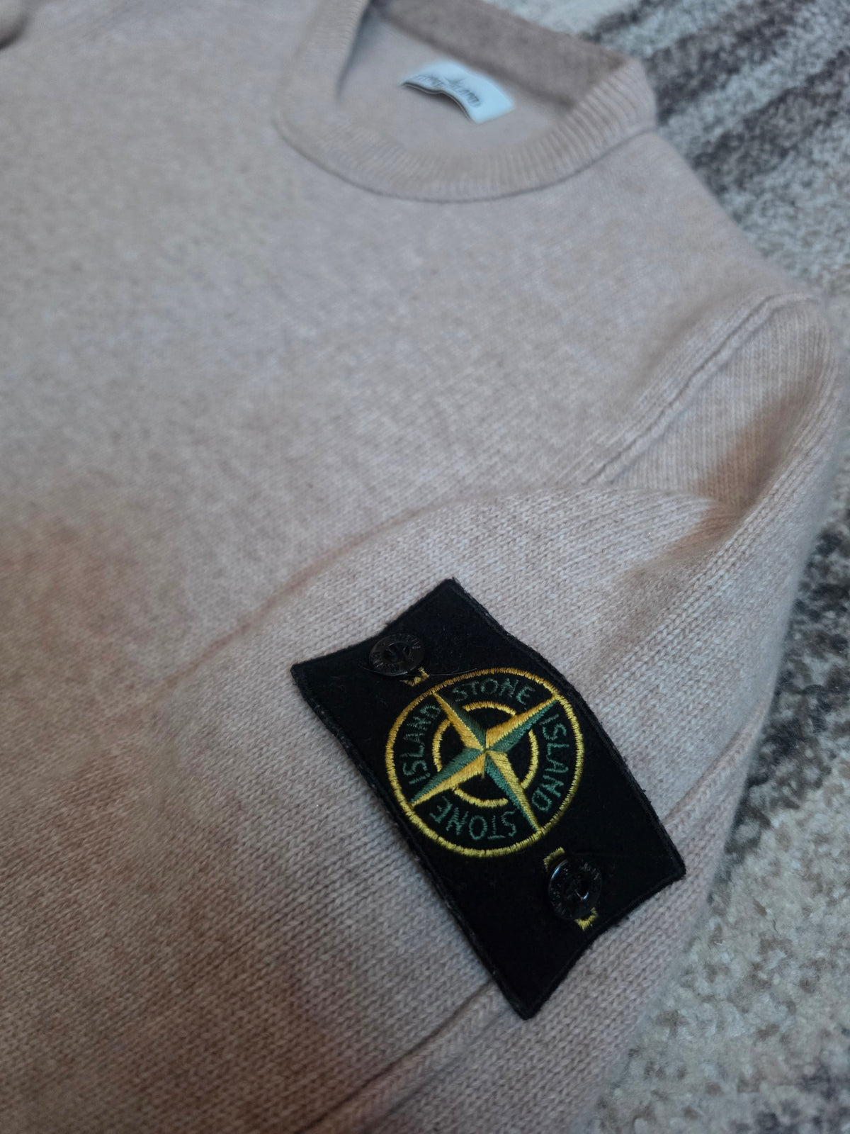 Stone Island Wool Crewneck Knit Sweater – 631550AA3 – Beige – XL