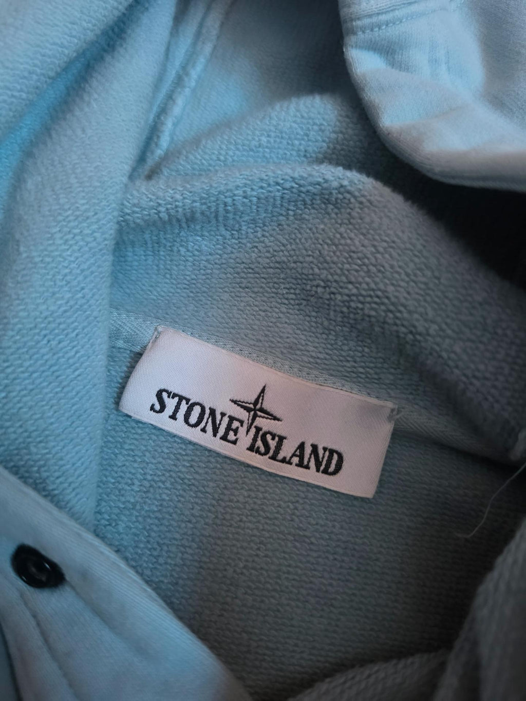 Stone Island Garment Dyed Brushed Cotton Fleece Button Hooded Sweatshirt – 791561720 V0041 – Sky Blue – M