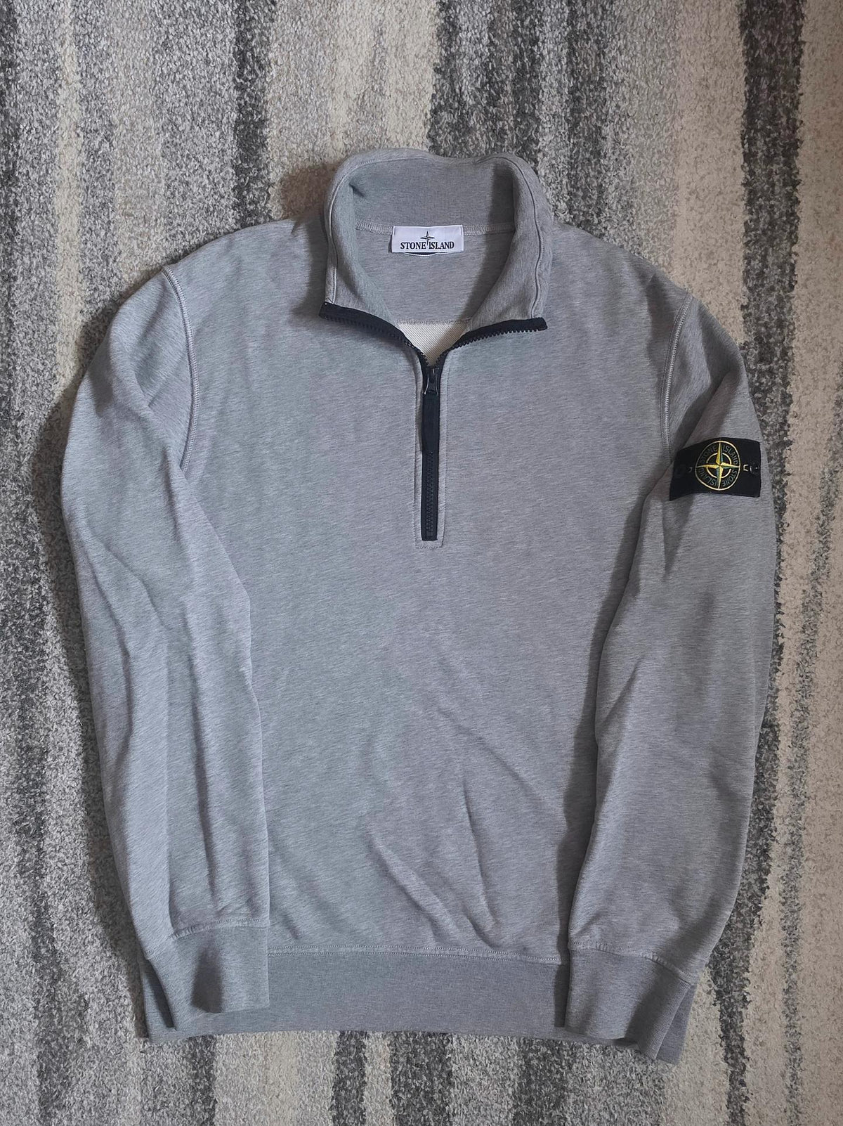 Stone Island Garment Dyed Half Zip Sweatshirt – 801561951 VM064 – Grey – M
