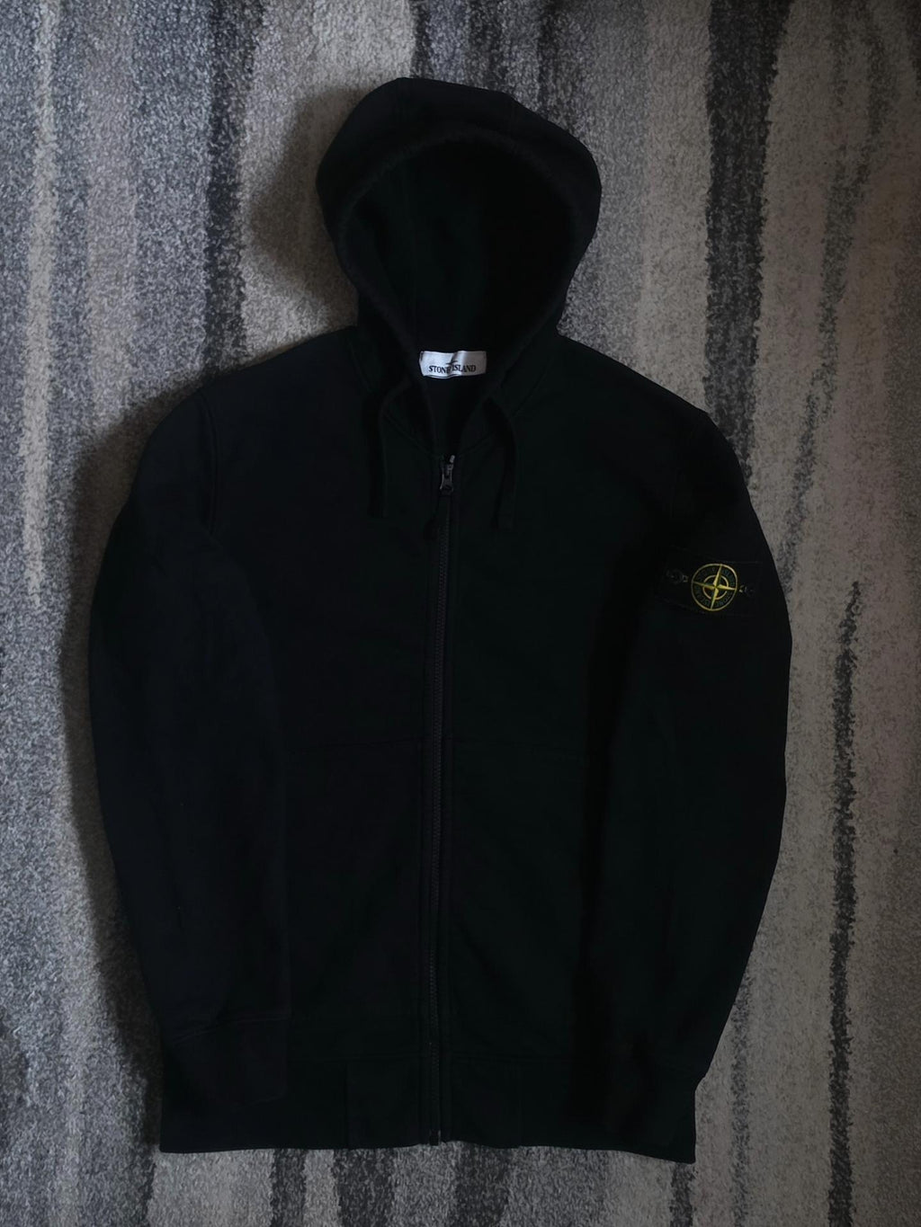 Stone Island Garment Dyed Full Zip Hoodie – 751564220 – Black – M
