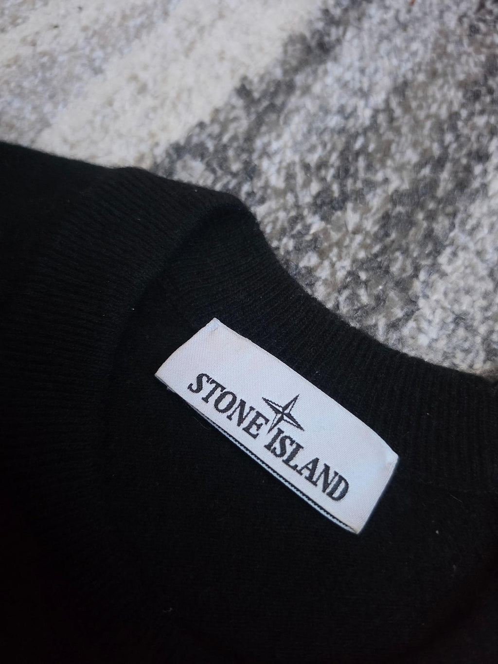 Stone Island Virgin Wool Knit Sweater Black L