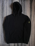 Stone Island Brushed Cotton Fleece Garment Dyed Hoodie – 771564120 V0029 – Black – L