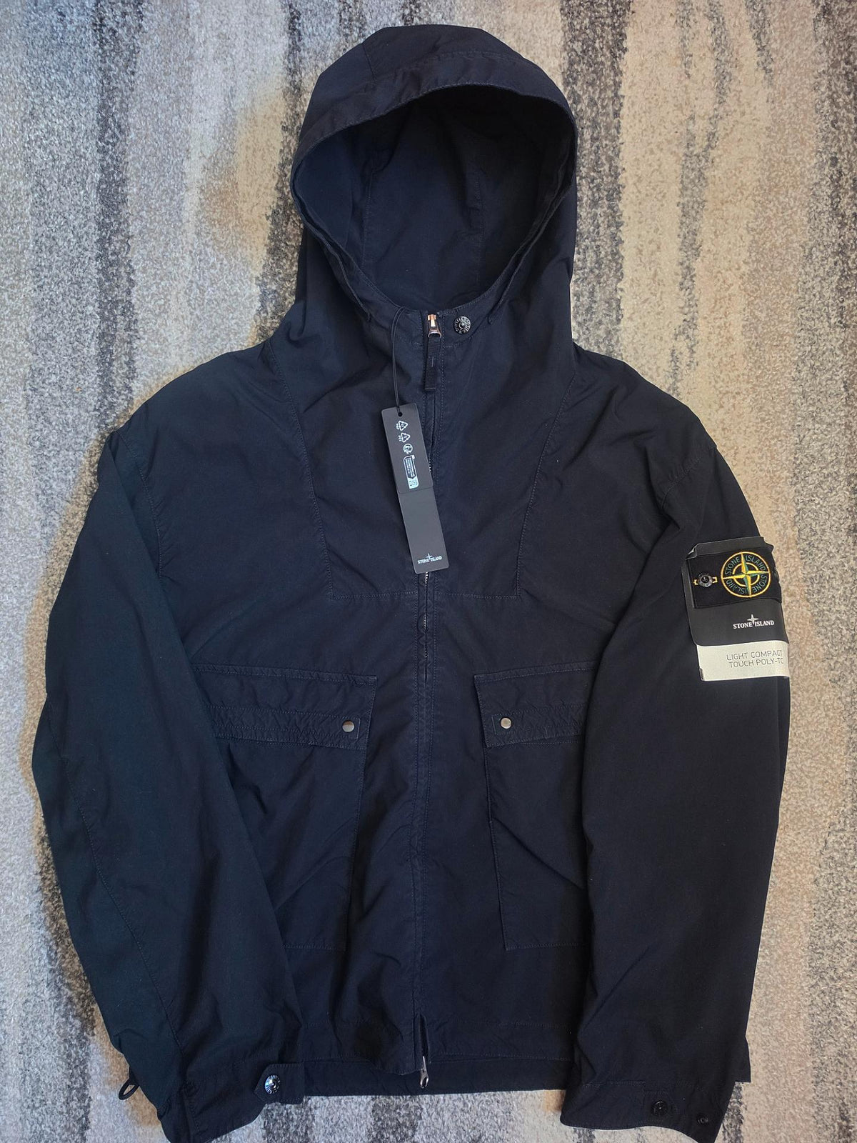 Stone Island Light Compact Touch Poly-TC Hooded Jacket – Navy Blue – L