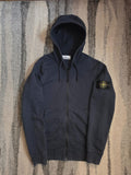 Stone Island Cotton Fleece Garment Dyed Zip Hoodie – 811564251 V0020 – Navy Blue – M