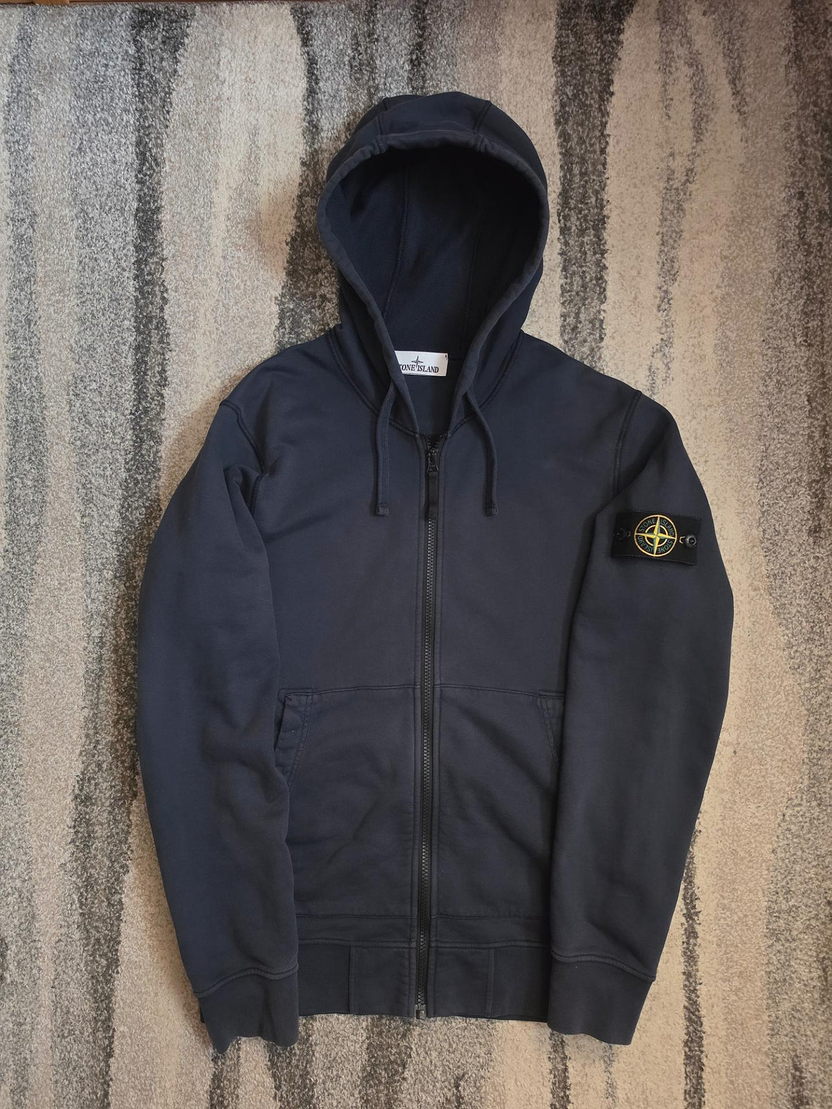 Stone Island Cotton Fleece Garment Dyed Zip Hoodie – 811564251 V0020 – Navy Blue – M