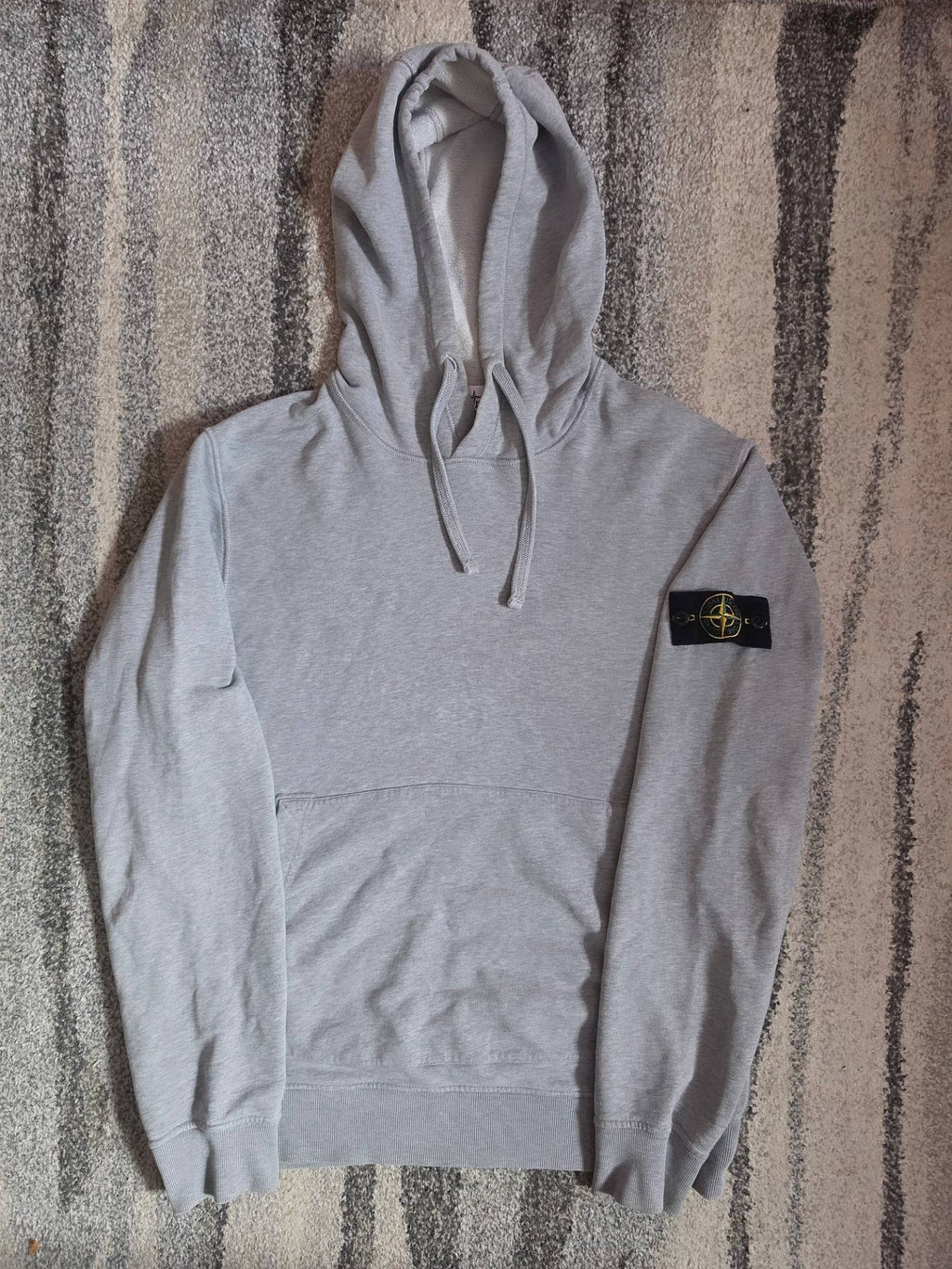 Stone Island Brushed Cotton Popover Hoodie – 771564120 V0M64 – Melange Grey – L