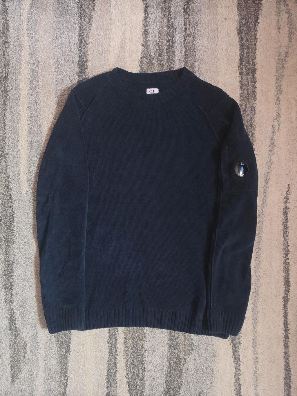 C.P. Company Chenille Cotton Crewneck Sweater – 07CMKN072A 006668G – Navy – 48/M