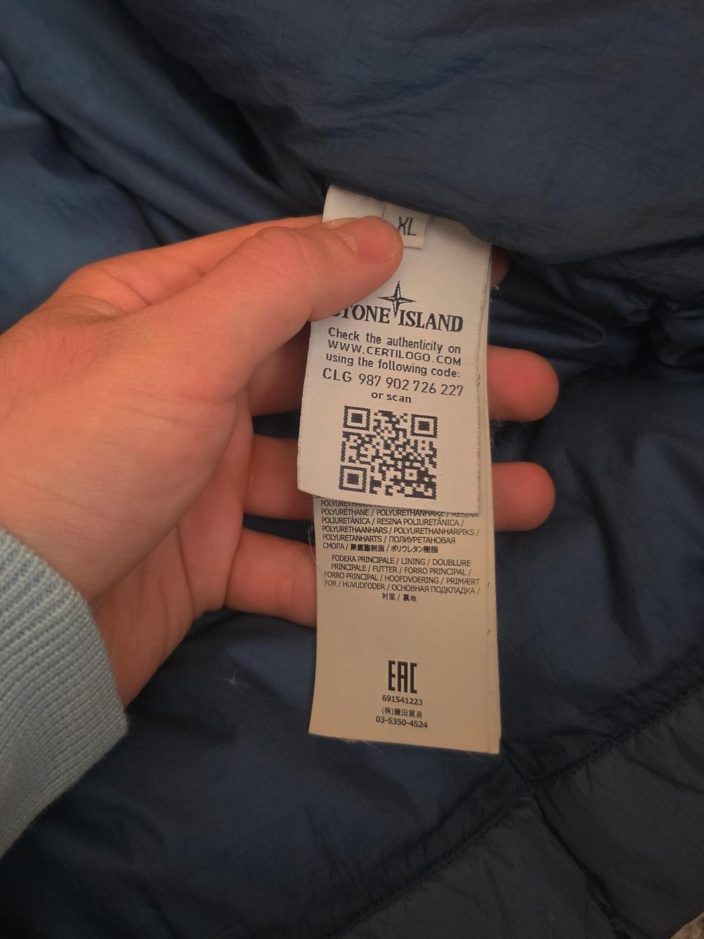 Stone Island Crinkle Reps NY Down Hooded Jacket – 691541223 V0020 – Blue – XL