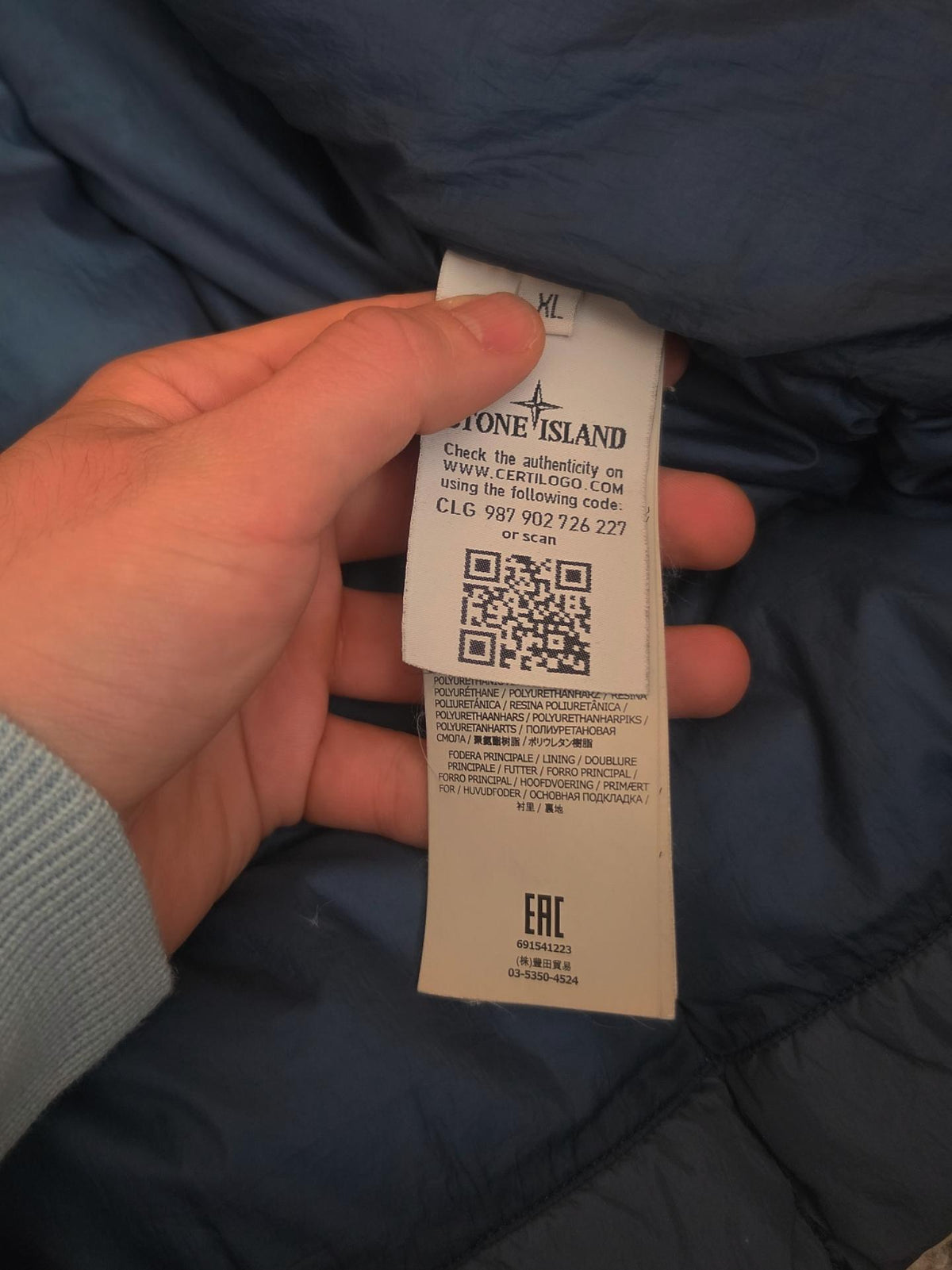 Stone Island Crinkle Reps NY Down Hooded Jacket – 691541223 V0020 – Blue – XL