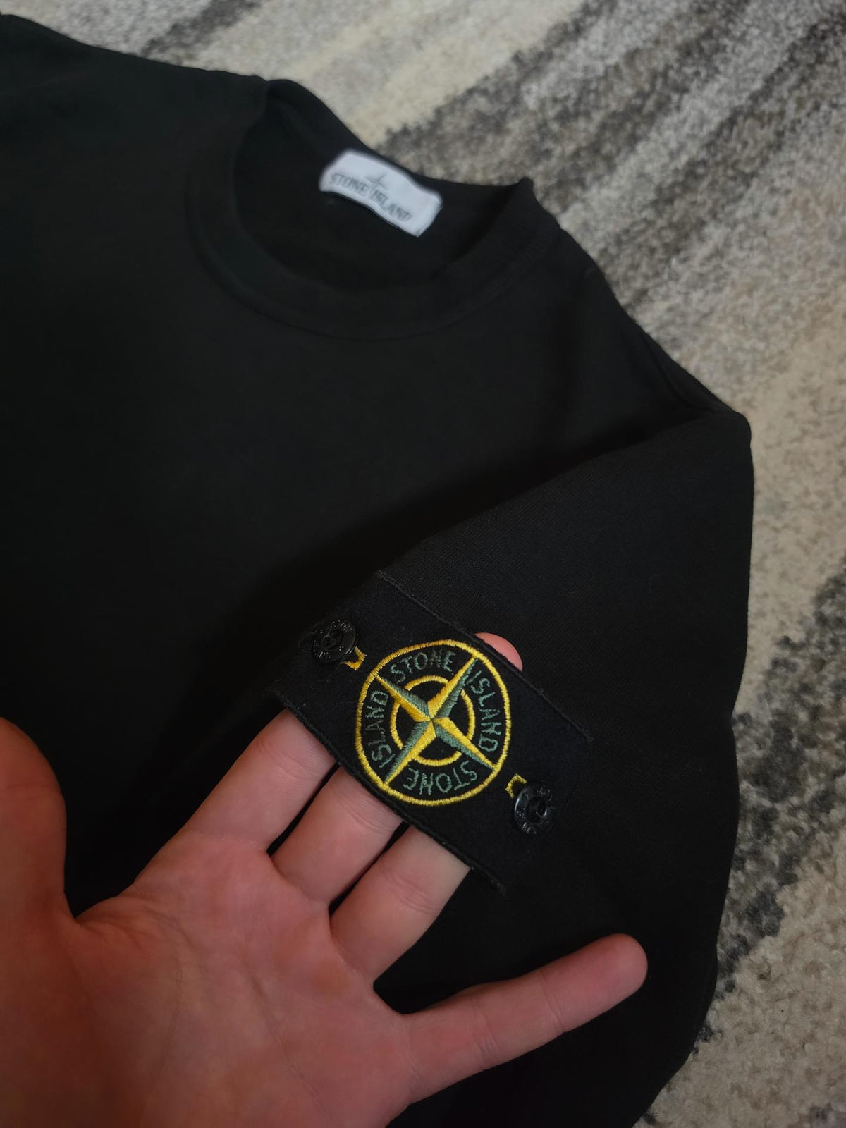 Stone Island Garment Dyed Cotton Crewneck Sweatshirt – 651565320 – Black – M