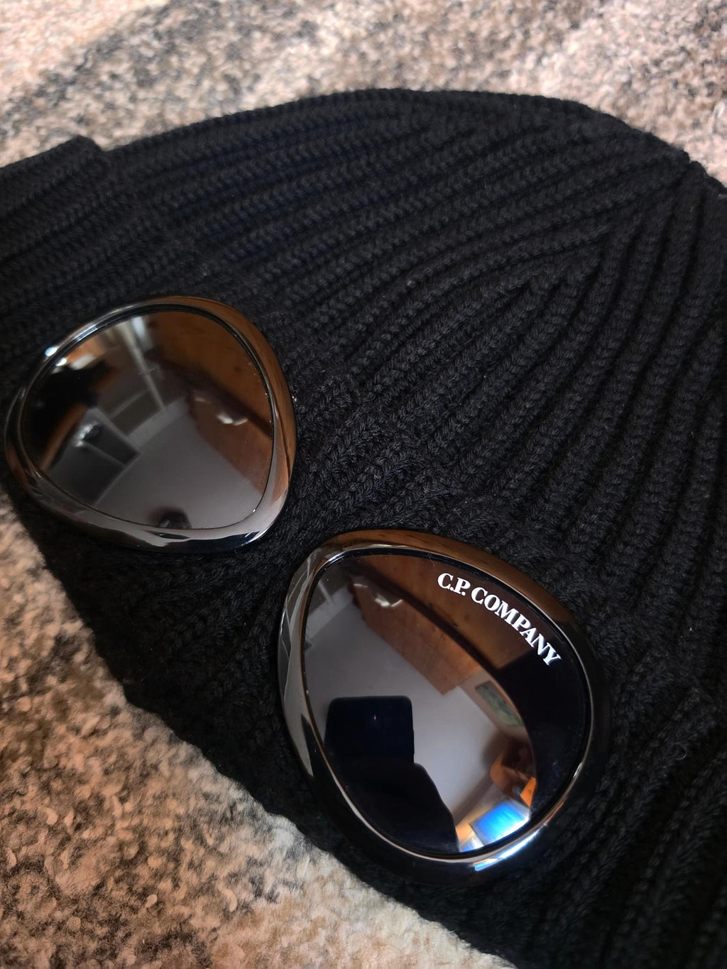 C.P. Company Merino Wool Goggle Knit Cap – CMAC122A 005509A – Black – UNI