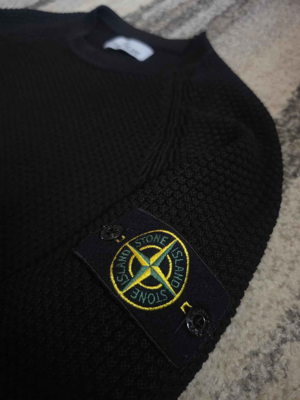Stone Island Cotton Waffle Knit Sweater – 6815551B4 V0029 – Black – M