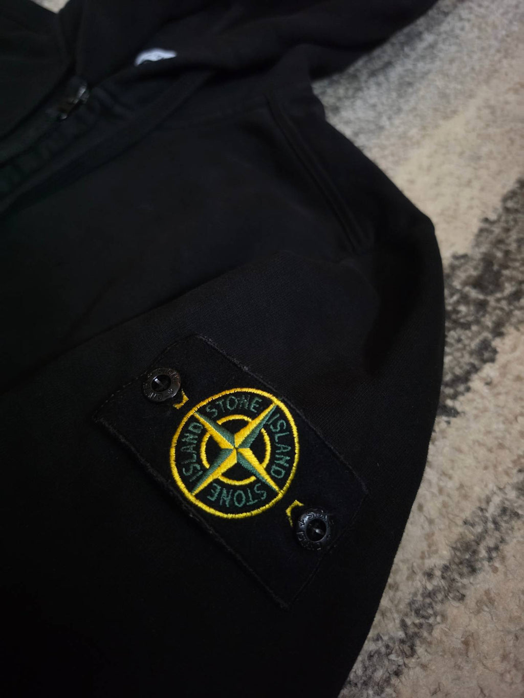 Stone Island Garment Dyed Full Zip Cotton Sweatshirt – 711560220 – Black – M