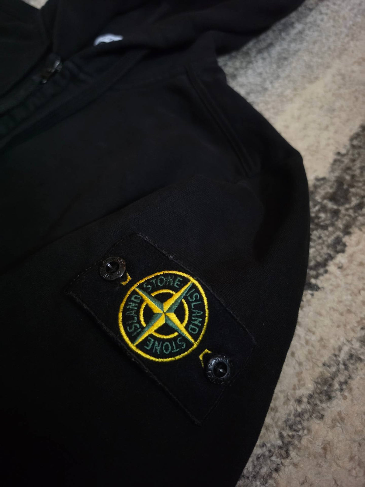 Stone Island Garment Dyed Full Zip Cotton Sweatshirt – 711560220 – Black – M