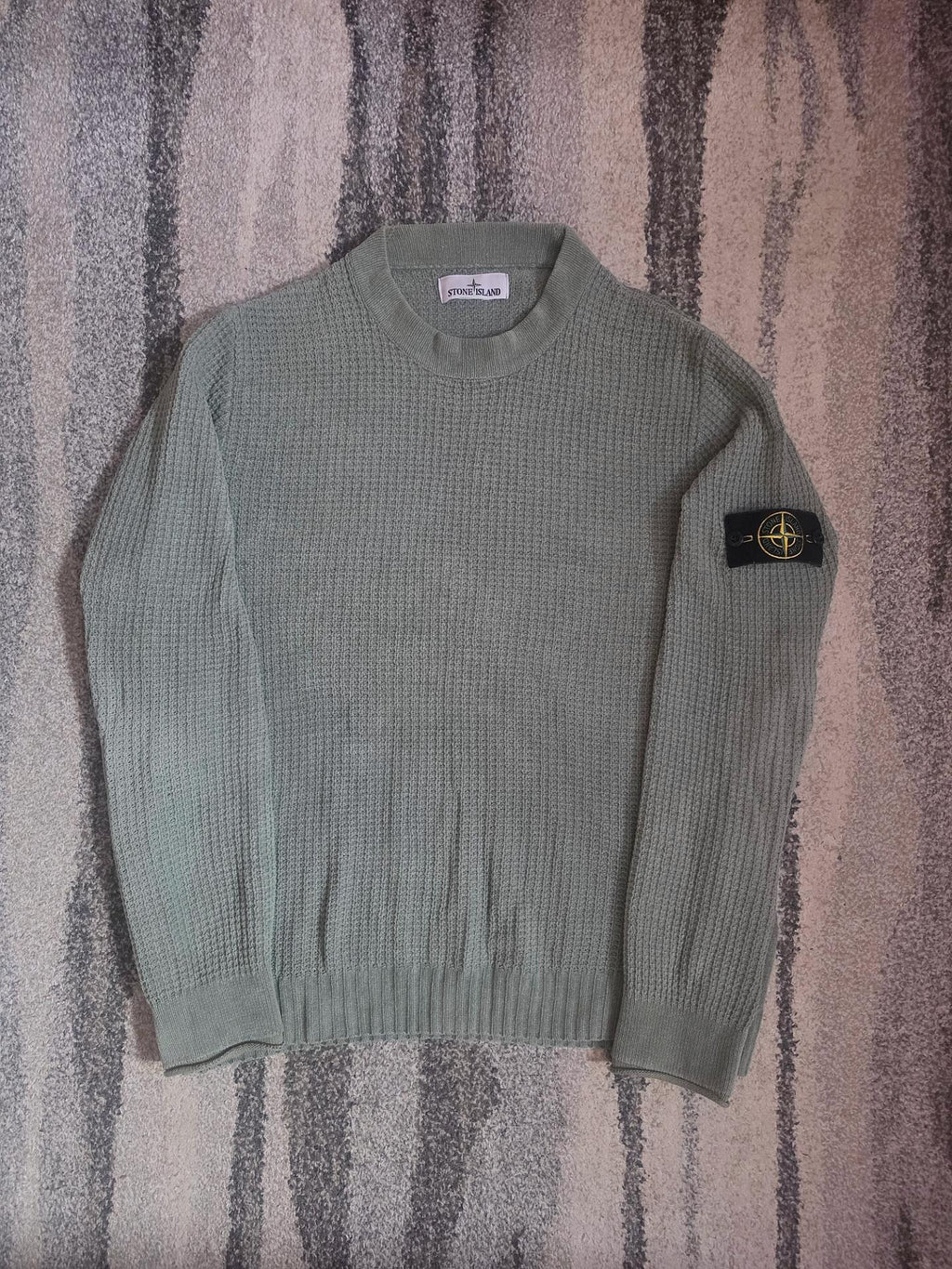 Stone Island Cotton Chenille Mock Neck Jumper – K1S155100007S00A5 V0055 – Sage Green – M/L