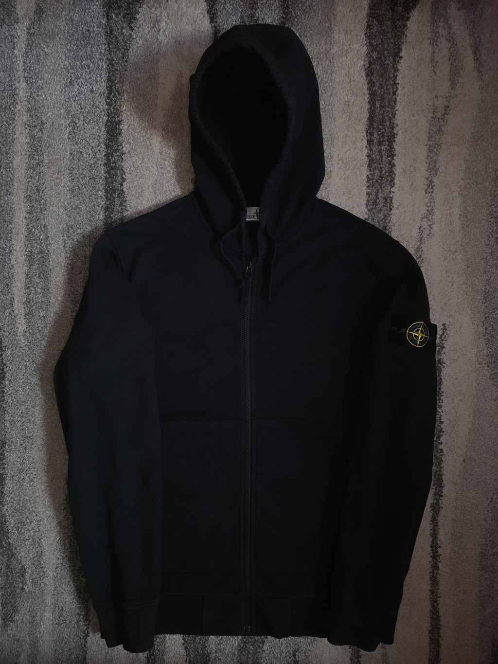 Stone Island Brushed Cotton Full Zip Hoodie – 771564220 V0029 – Black – XL