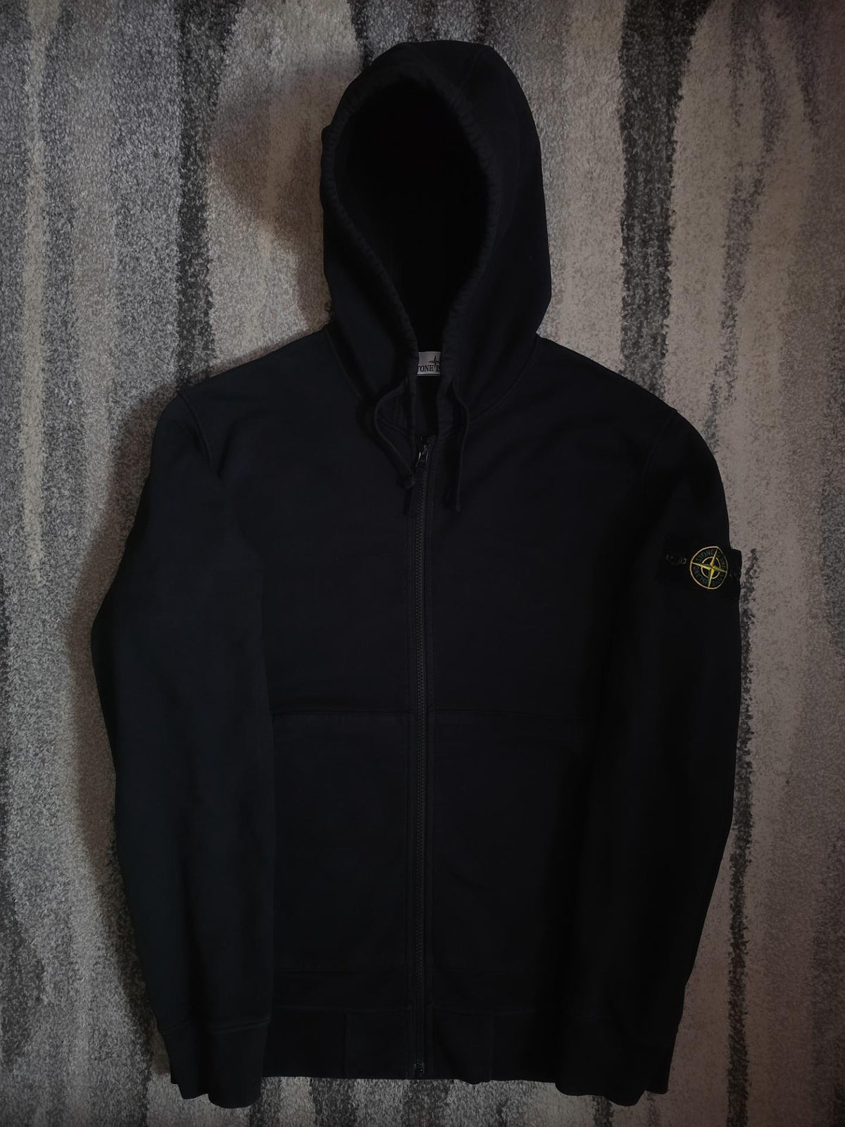 Stone Island Brushed Cotton Full Zip Hoodie – 771564220 V0029 – Black – XL