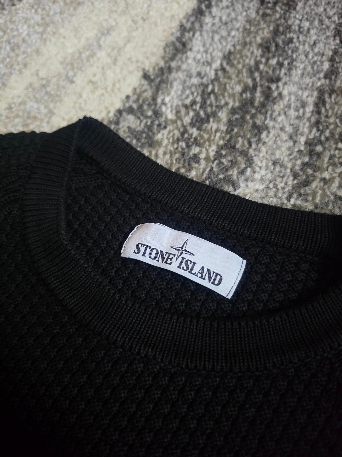 Stone Island Cotton Waffle Knit Sweater – 6815551B4 V0029 – Black – M