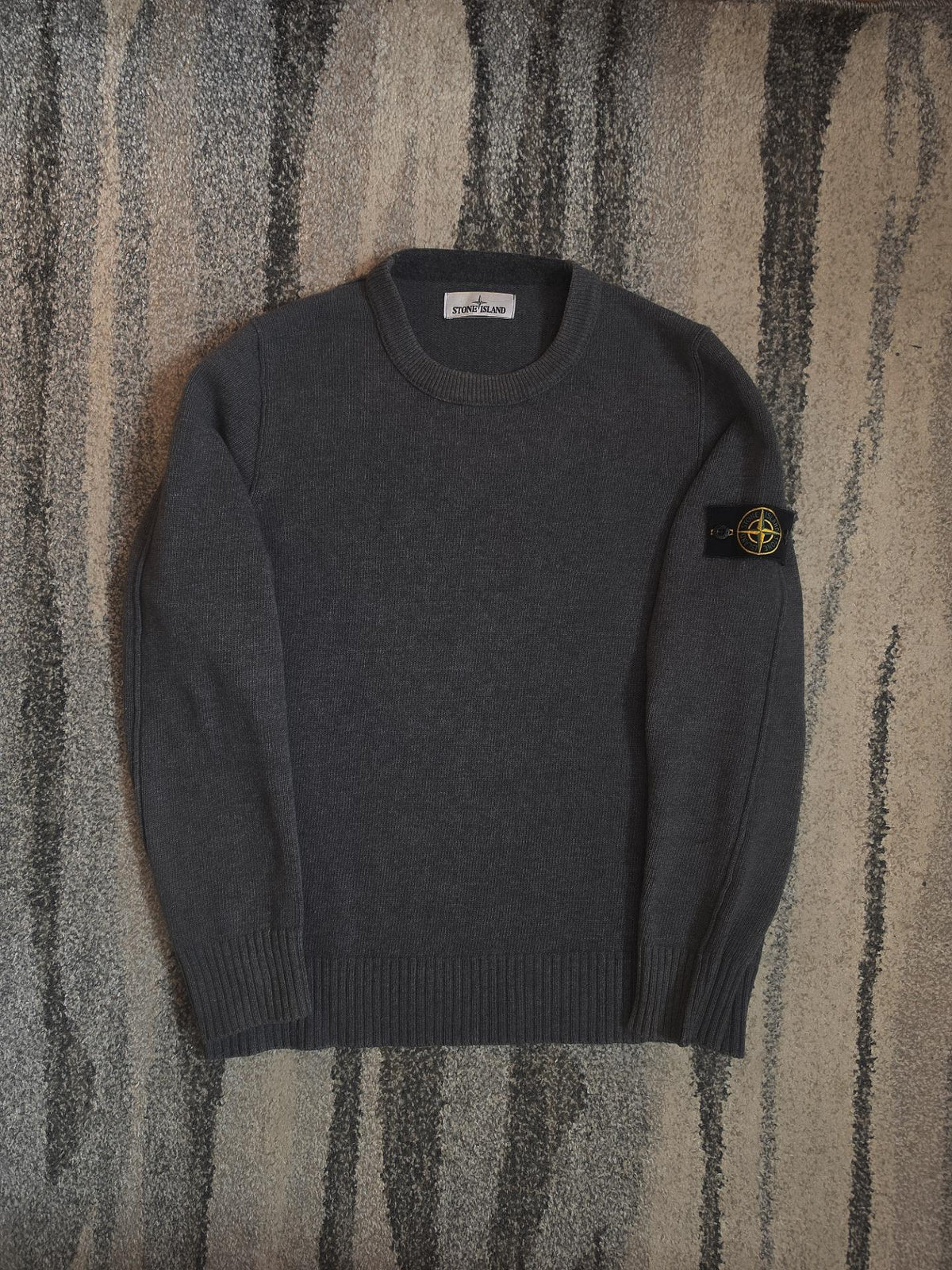 Stone Island Wool Crewneck Knit Sweater – 611550AA3 – Grey – XL