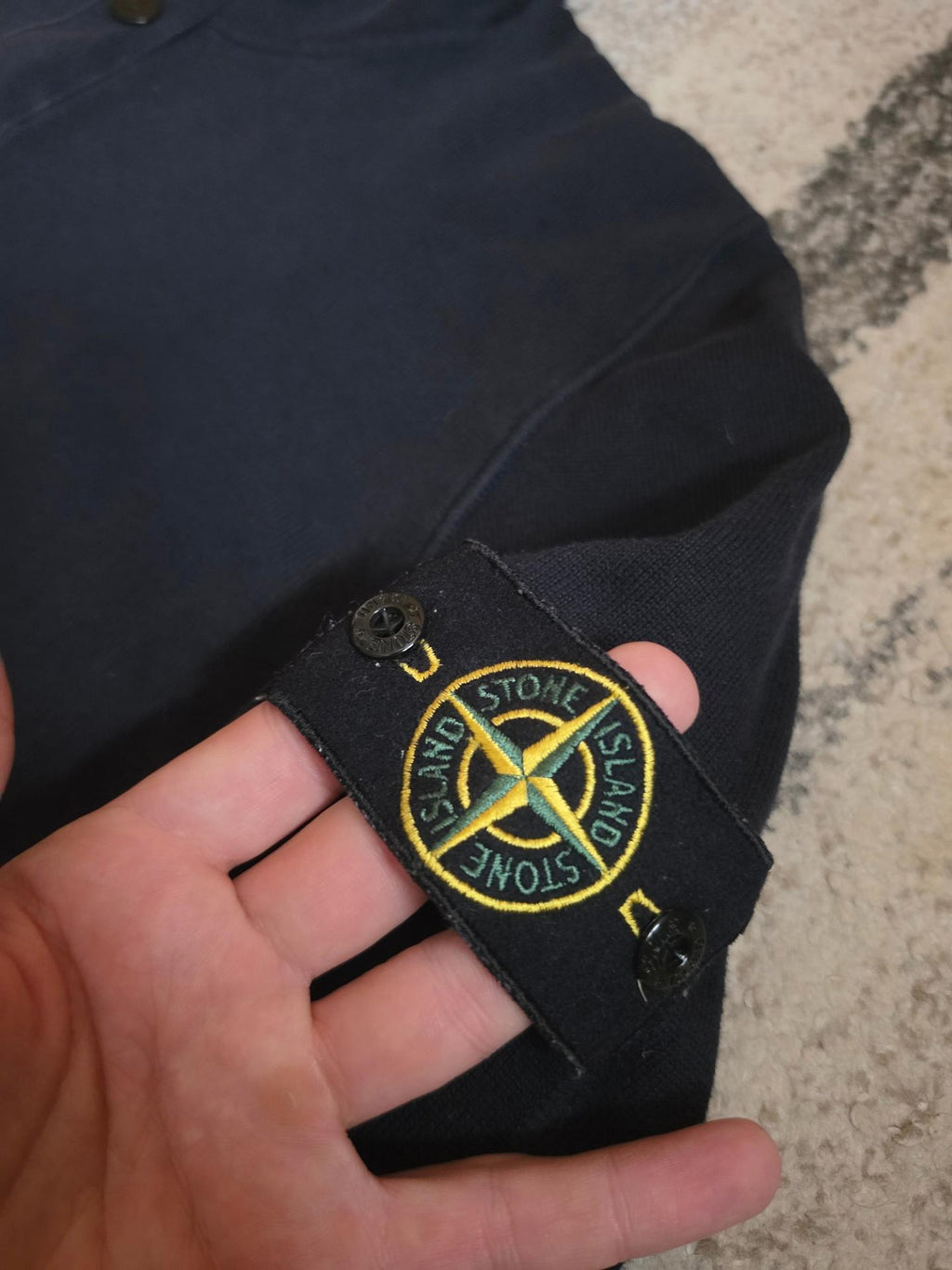 Stone Island Brushed Cotton Knit Quarter Zip 6615565B2 V0020 – Navy – L