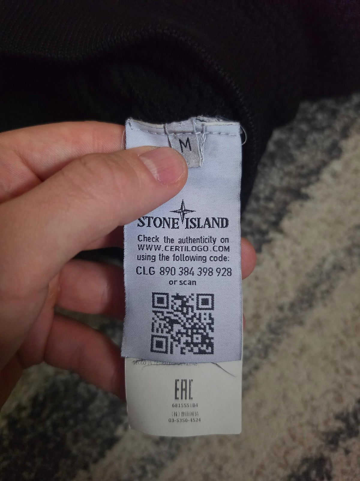 Stone Island Cotton Waffle Knit Sweater – 6815551B4 V0029 – Black – M