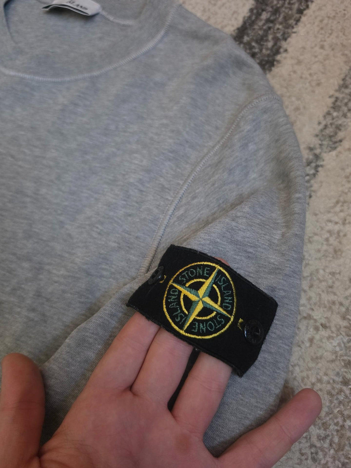 Stone Island Garment Dyed Fleece Crewneck Sweatshirt – 101563051 V0M64 – Melange Grey – M