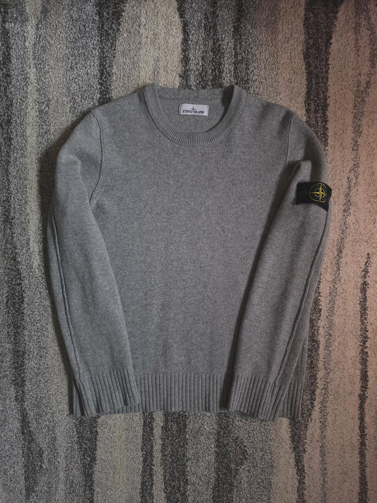 Stone Island Wool Blend Crewneck Knit – 671550AA3 – Grey – L
