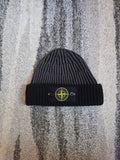 Stone Island Two Tone Ribbed Wool Badge Beanie – Grey/Black – One Size