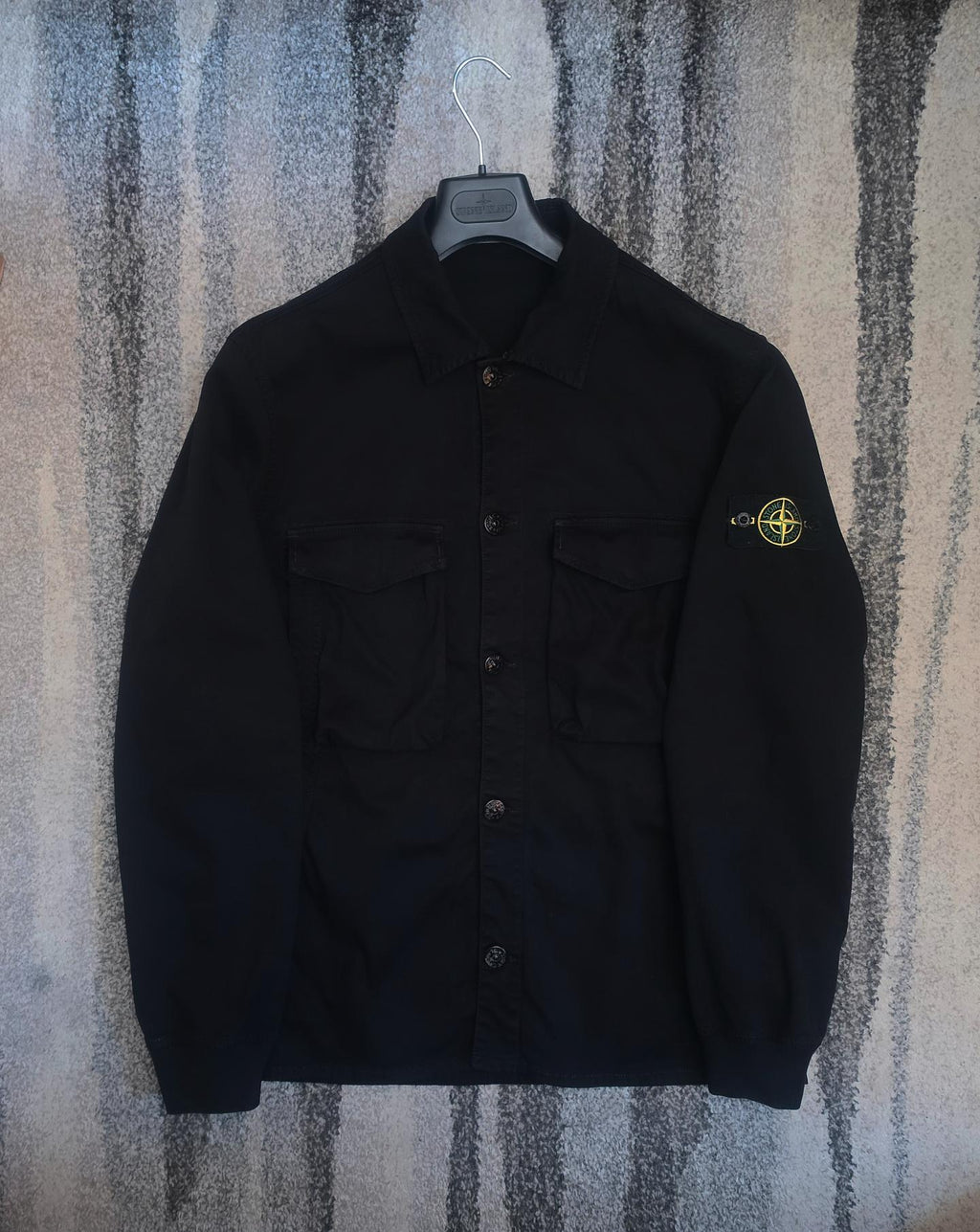 Stone Island Garment Dyed Stretch Overshirt 711513002 Black L