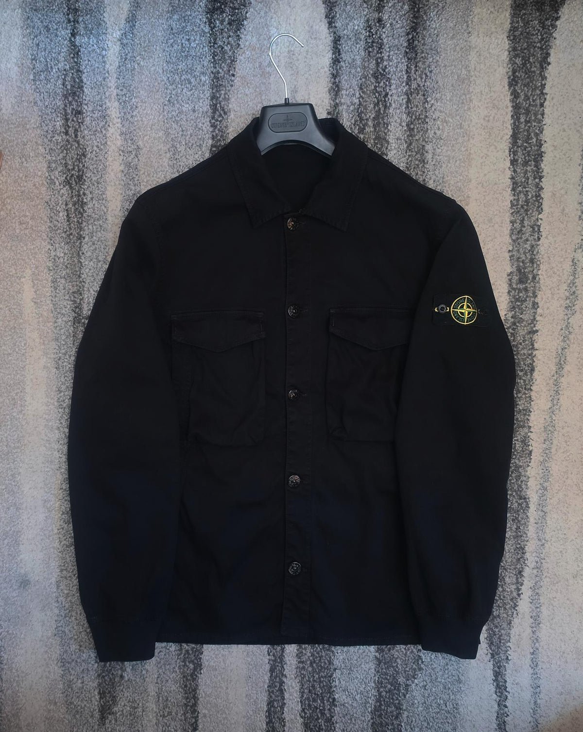 Stone Island Garment Dyed Stretch Overshirt 711513002 Black L
