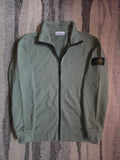 Stone Island Brushed Cotton Fleece Garment Dyed Full Zip – 791562820 V0055 – Sage Green – XL