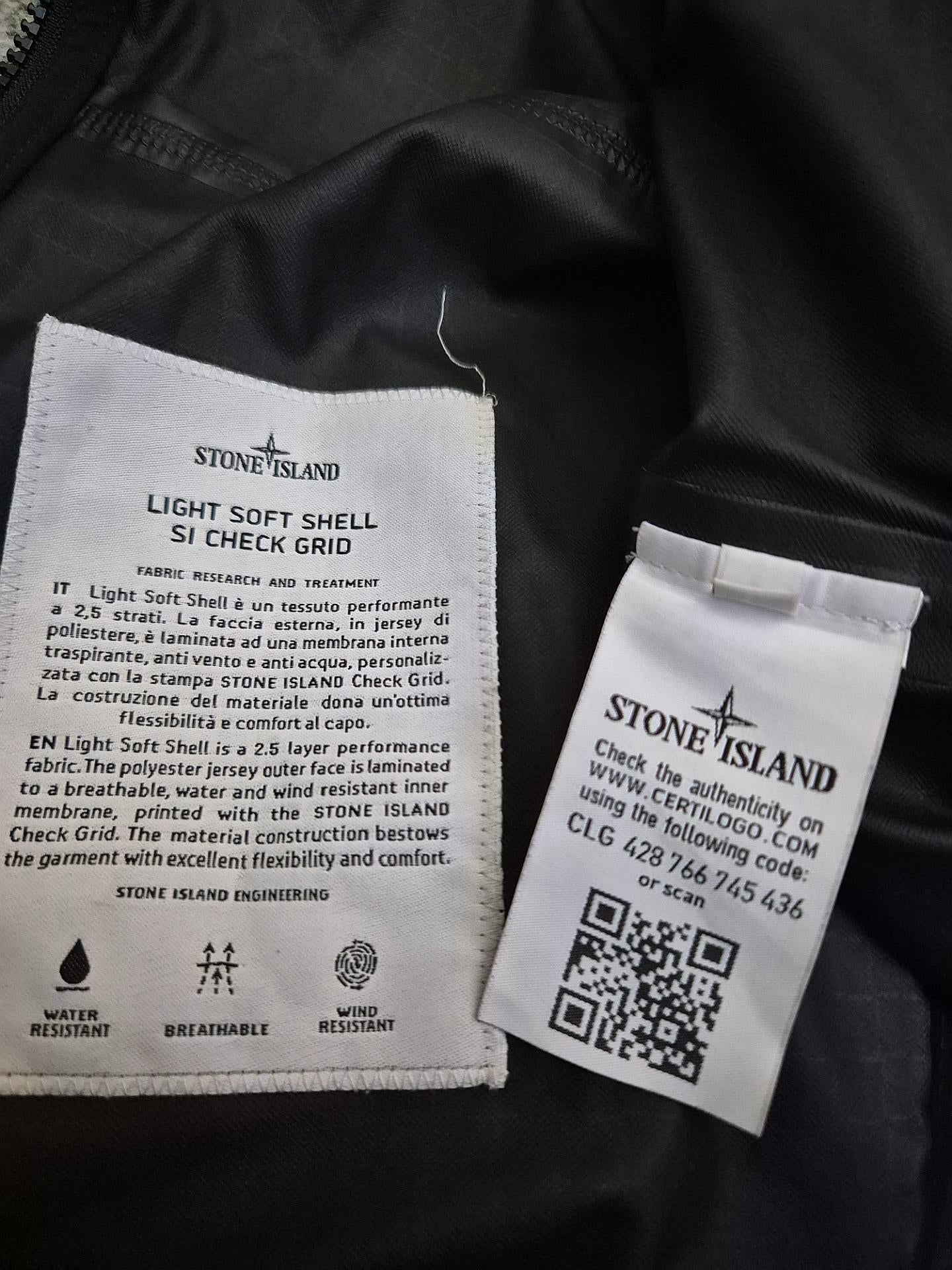 Stone Island Lightweight Grid Check Soft Shell Jacket Black L