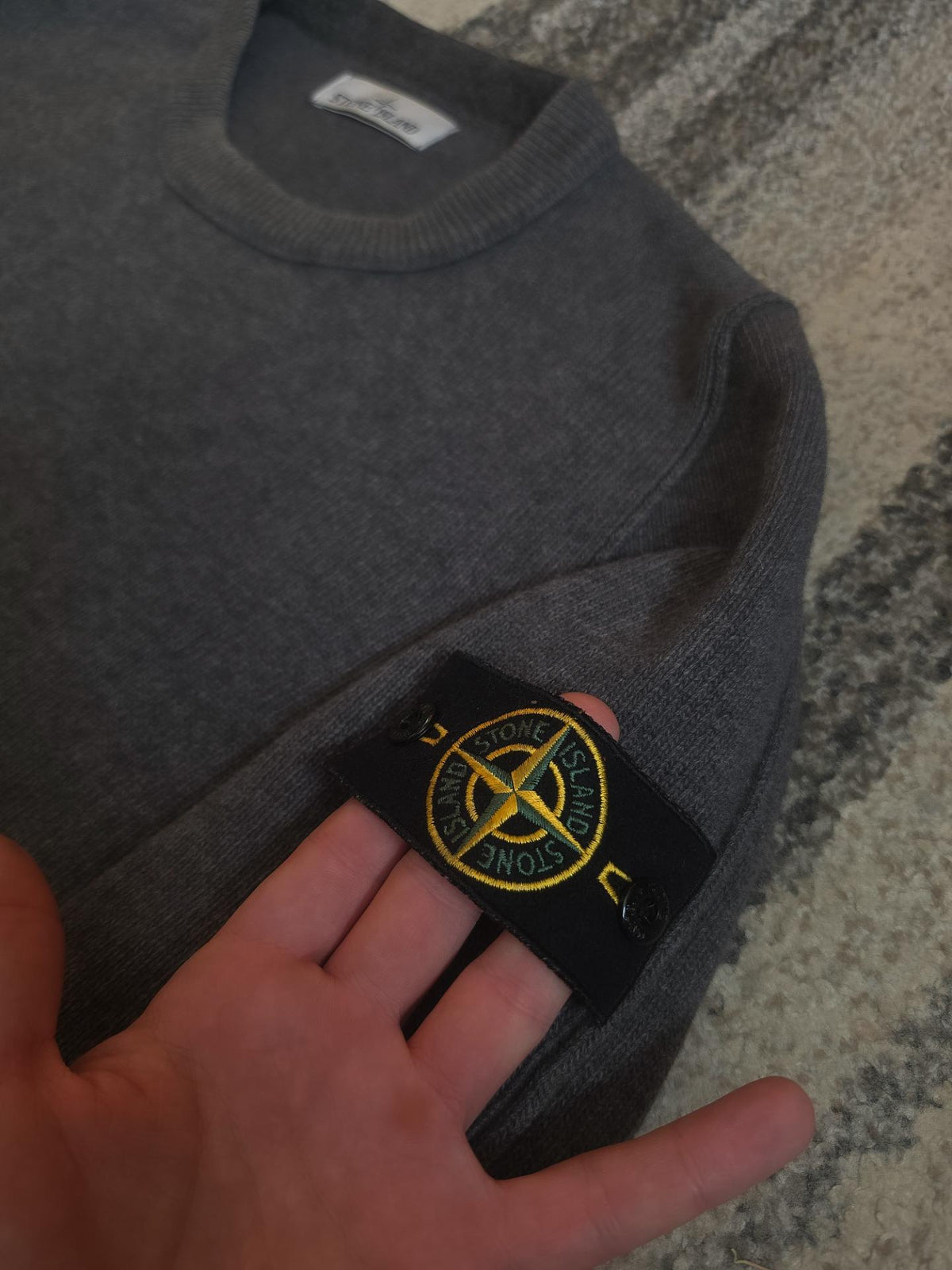 Stone Island Wool Crewneck Knit Sweater – 611550AA3 – Grey – XL
