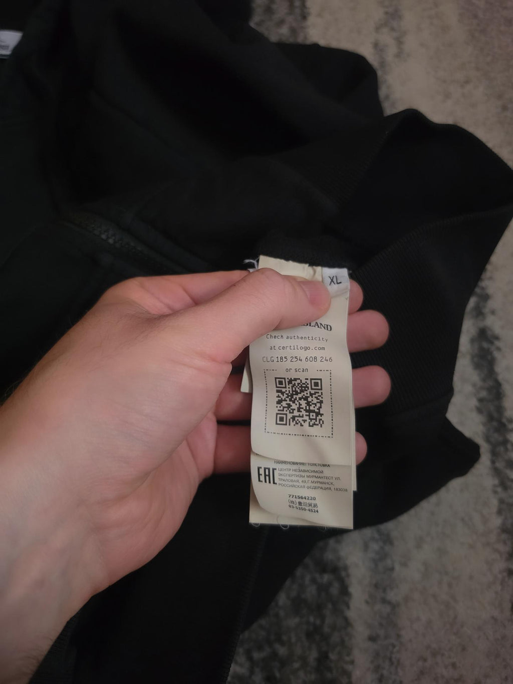 Stone Island Brushed Cotton Full Zip Hoodie – 771564220 V0029 – Black – XL