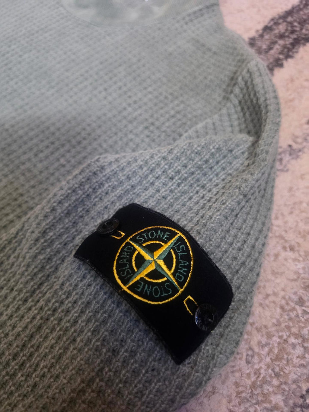 Stone Island Cotton Chenille Mock Neck Jumper – K1S155100007S00A5 V0055 – Sage Green – M/L