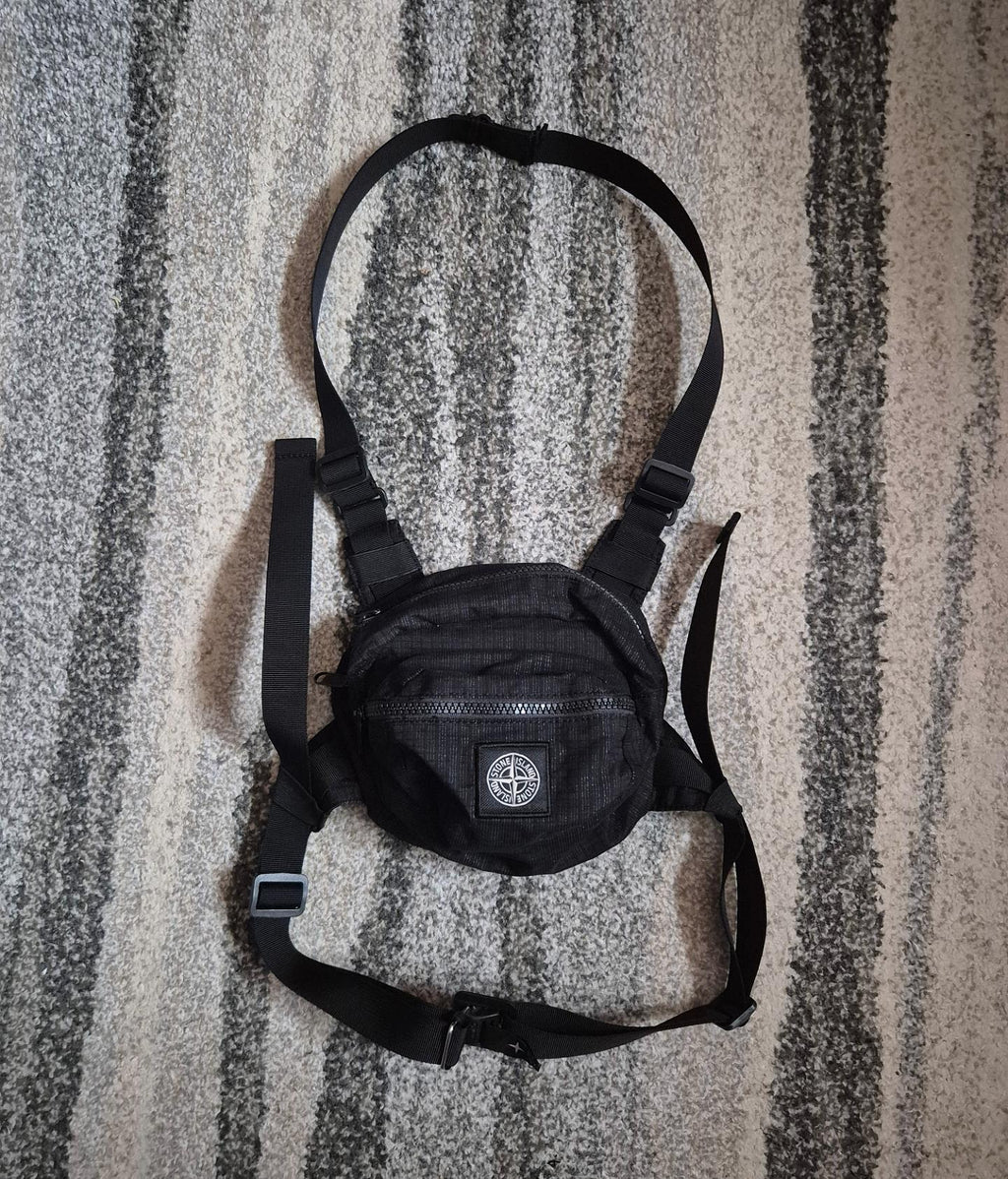 Stone Island Reflective Weave Ripstop Chest Bag Black